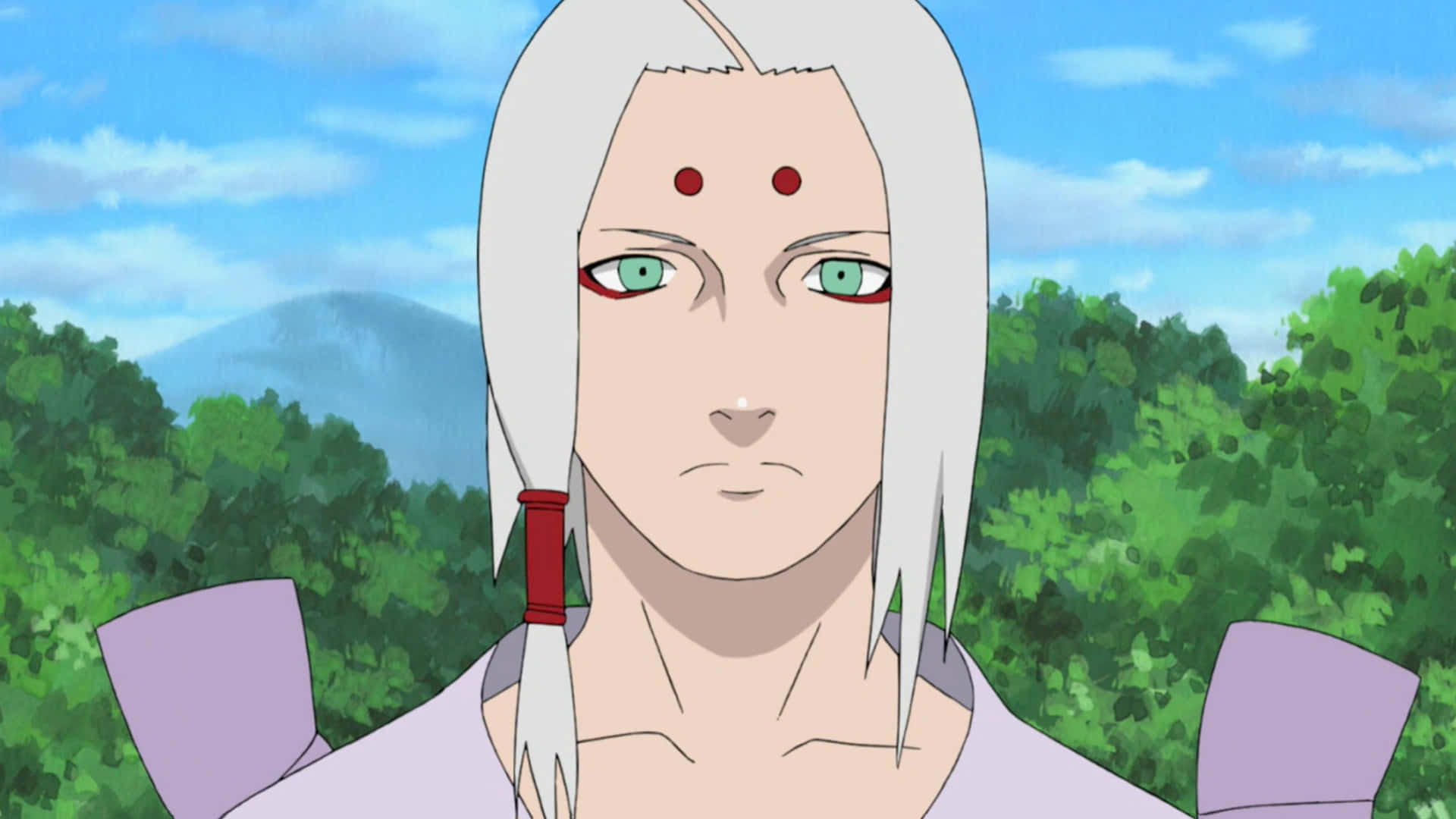 Kimimaro, white hair, green eyes, Full HD Desktop Wallpaper