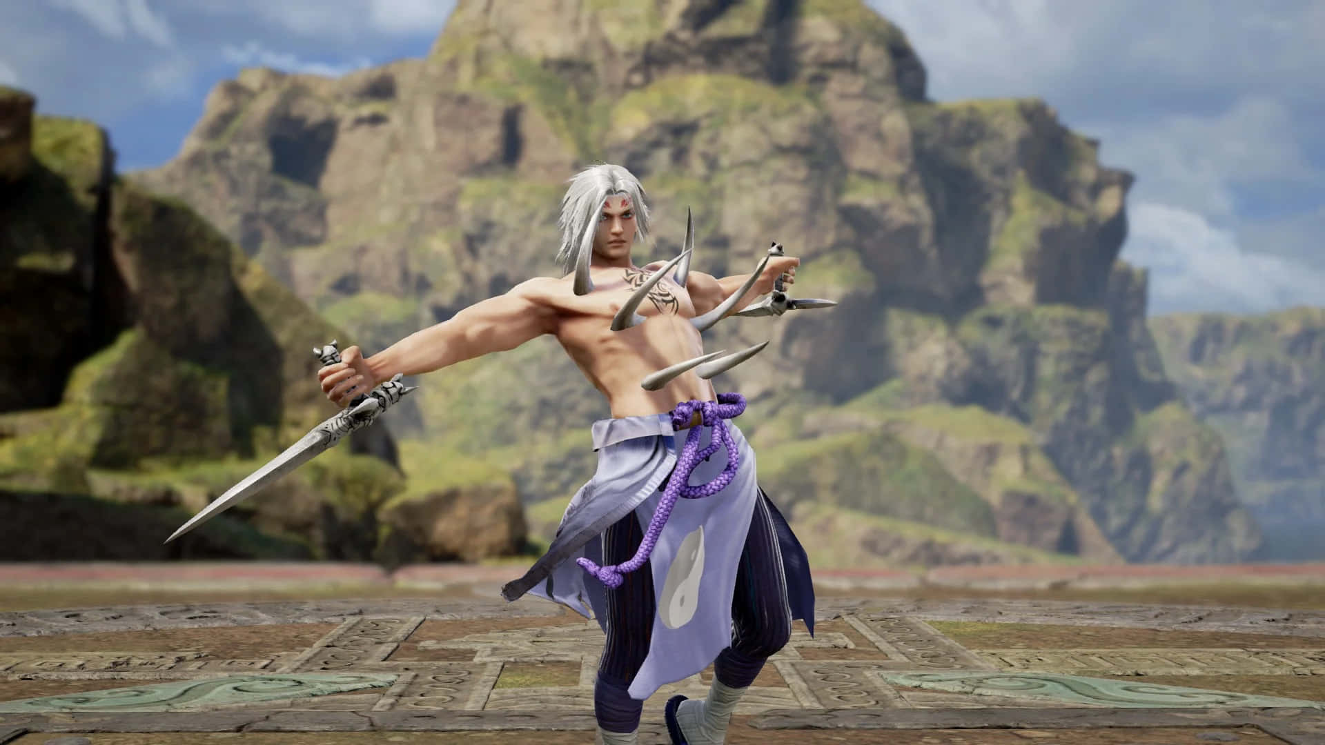 Kimimaro, silver-haired warrior, purple robes, Full HD Desktop Wallpaper
