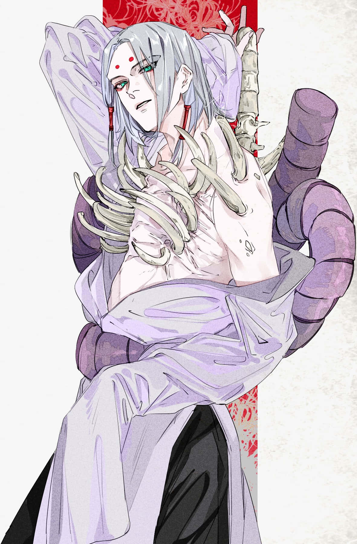 Kimimaro, silver hair, red markings, HD Phone Wallpaper