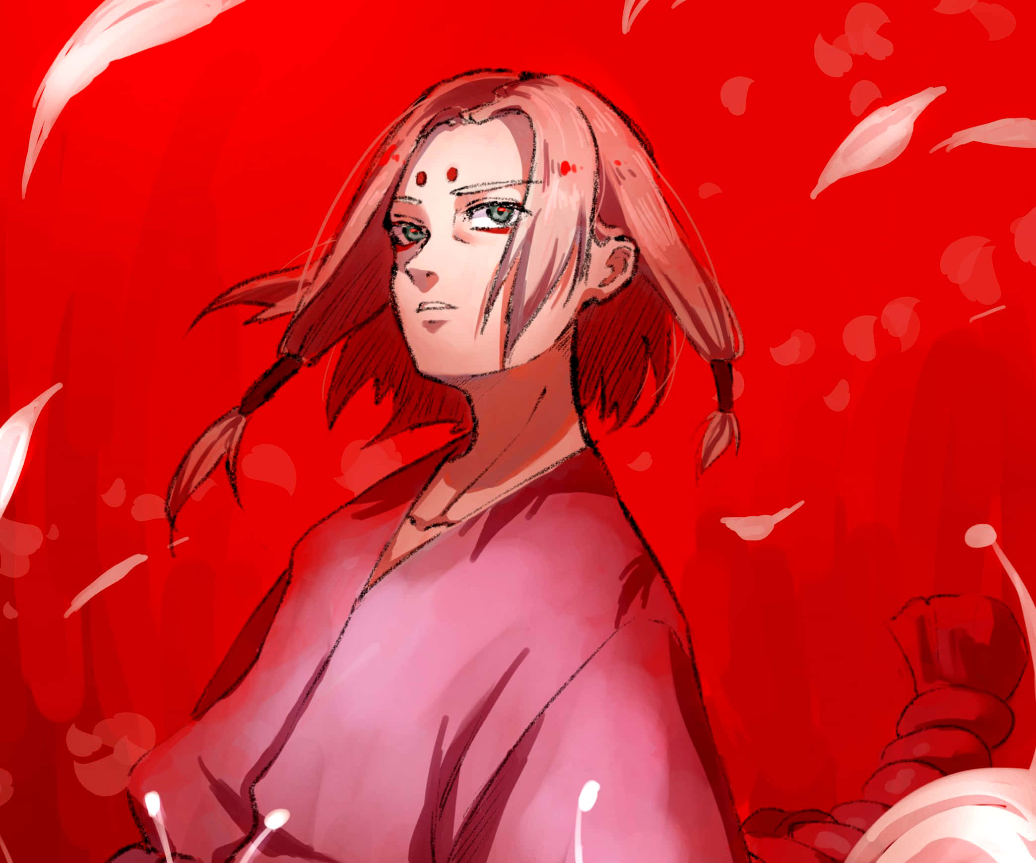 Kimimaro, pink hair, red markings, Full HD Desktop Wallpaper