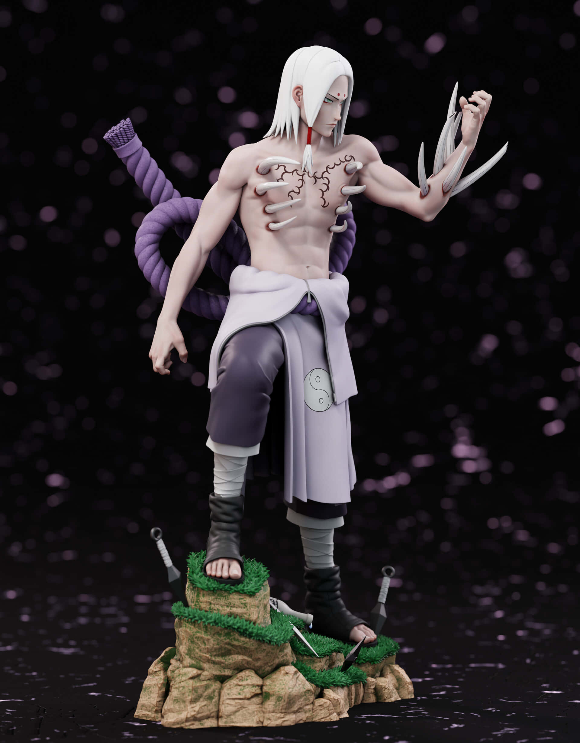 Kimimaro, white-haired ninja, clawed hands, Full HD Phone Wallpaper