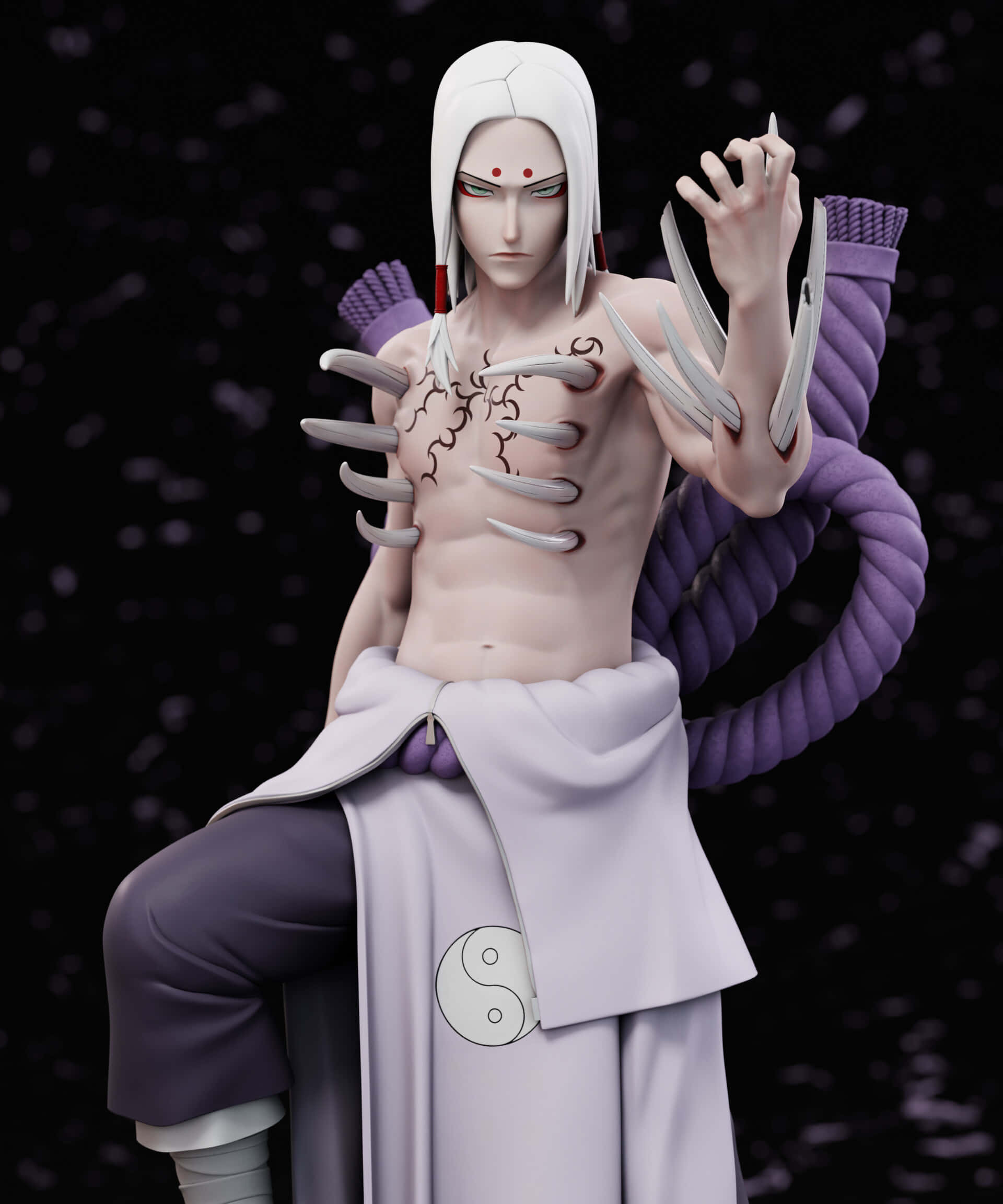 Kimimaro, white hair, clawed hands, Full HD Phone Wallpaper