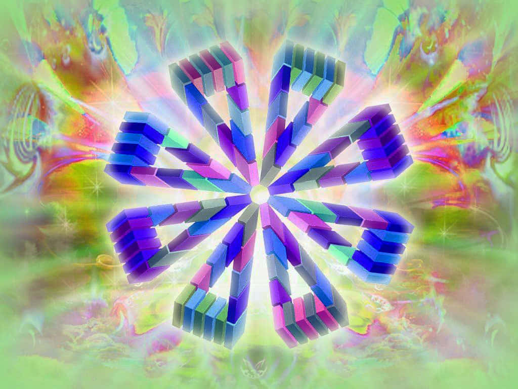 Kinetic sculpture, geometric flower, colorful 3d blocks, SD Desktop Wallpaper
