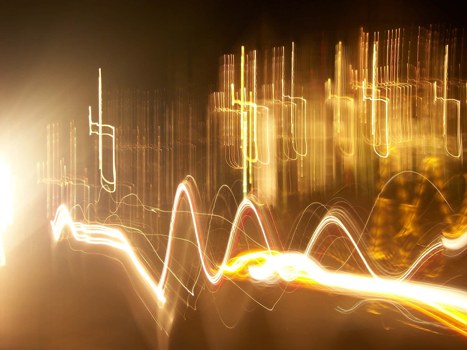 kinetic art, golden light trails, dark backdrop, Full HD Desktop Wallpaper