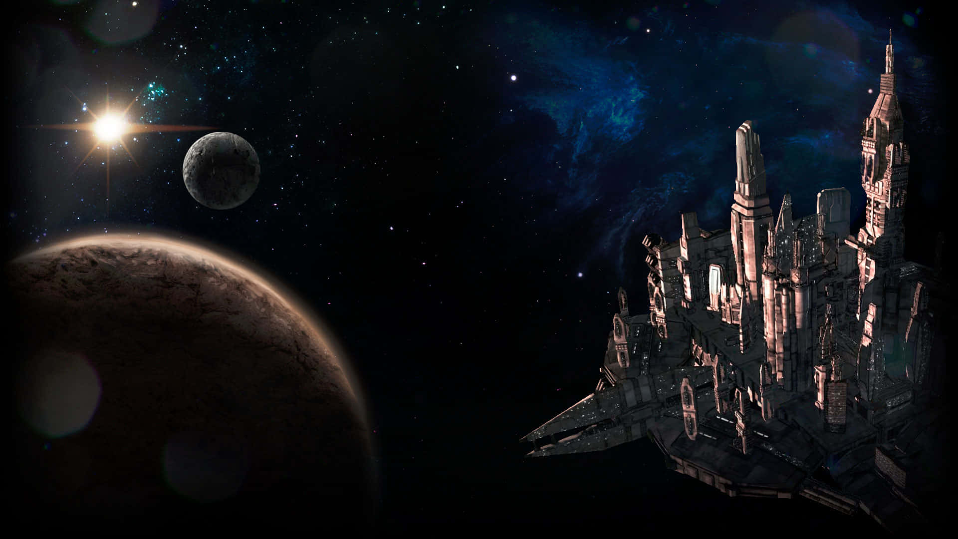 Kinetic Art, futuristic spaceship, planet, Full HD Desktop Wallpaper