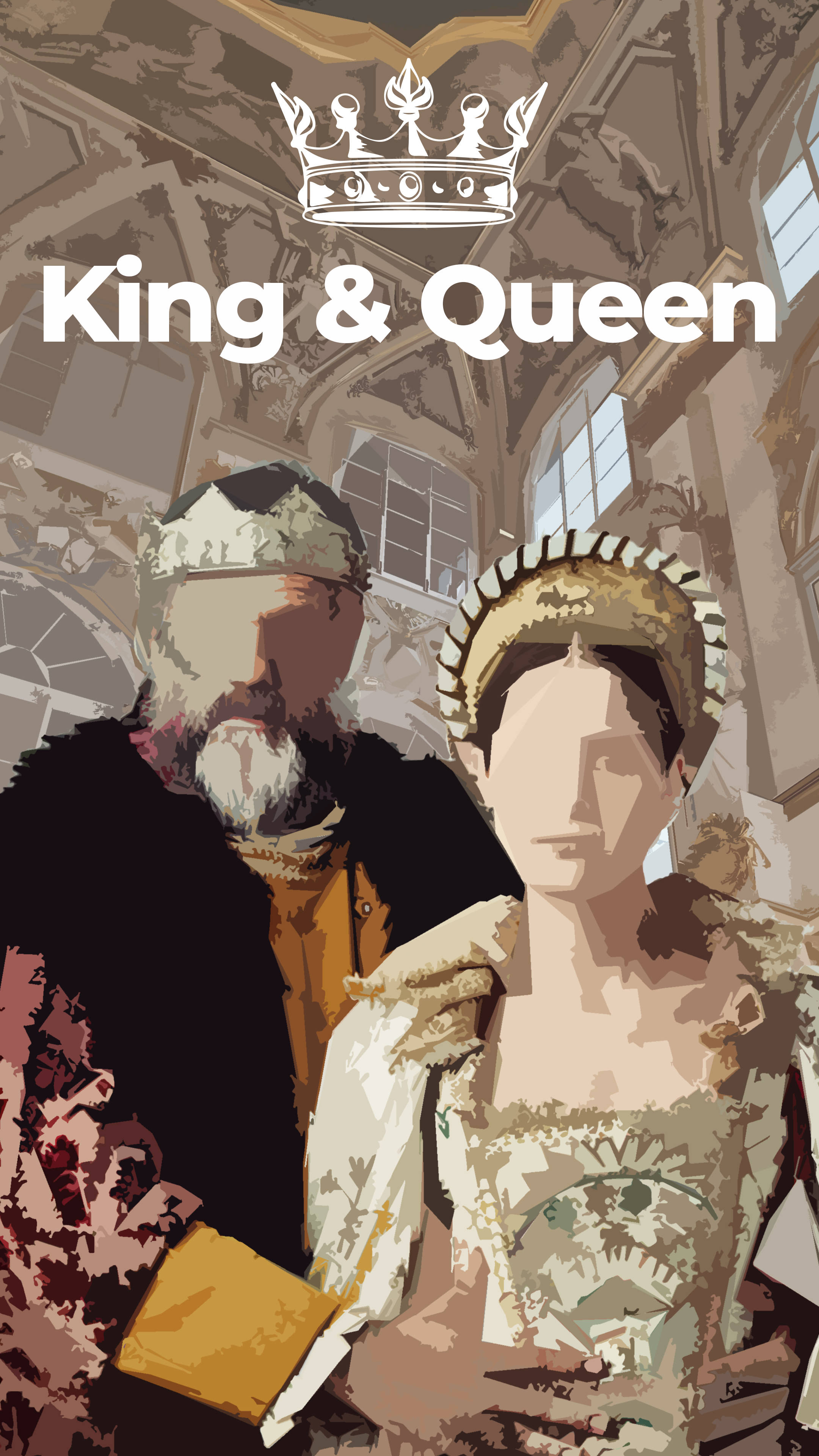 cream aesthetic, king and queen, regal attire, 4K Phone Wallpaper