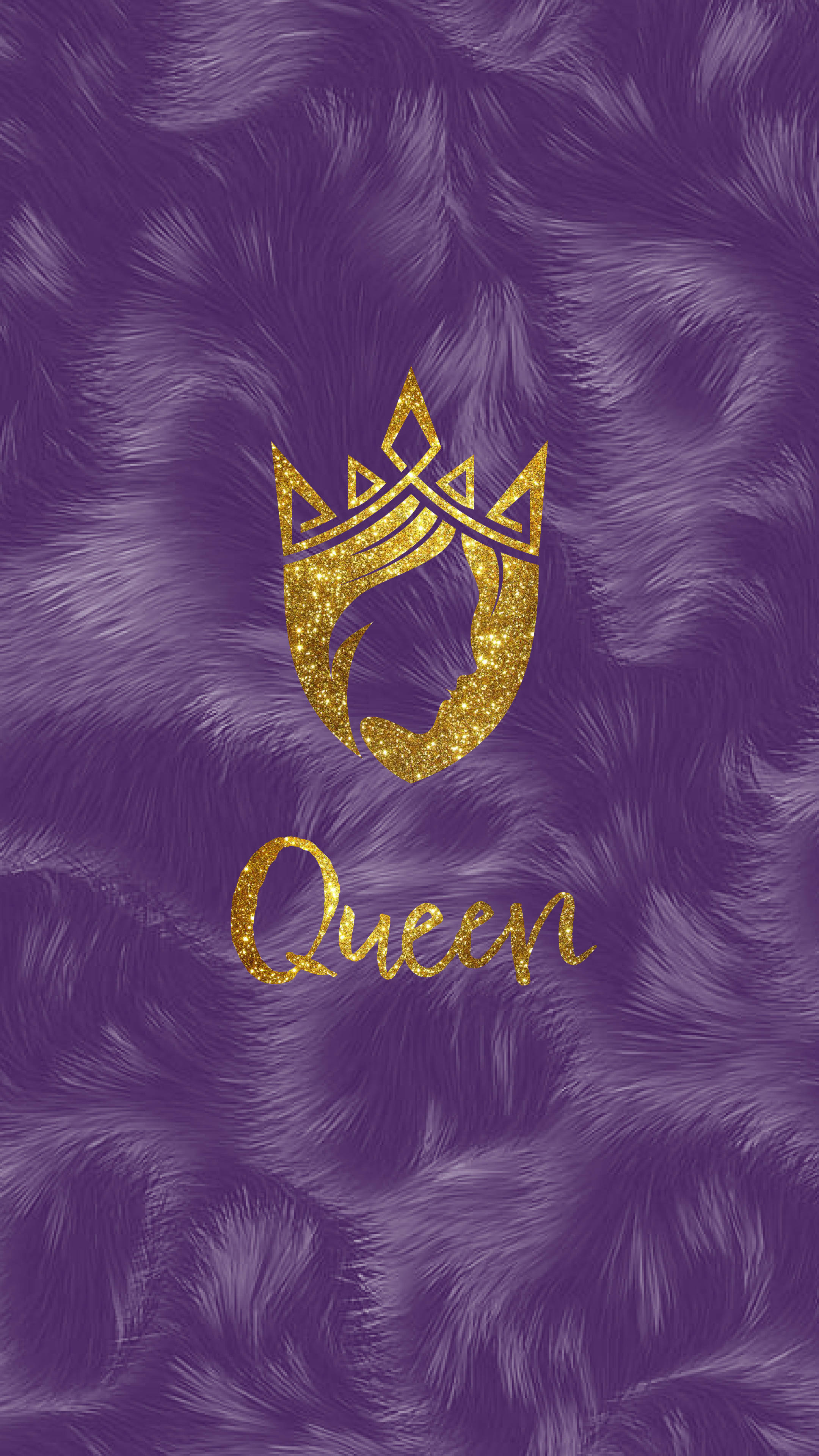 chic purple king and queen, glittering gold crown, word queen, 4K Phone Wallpaper