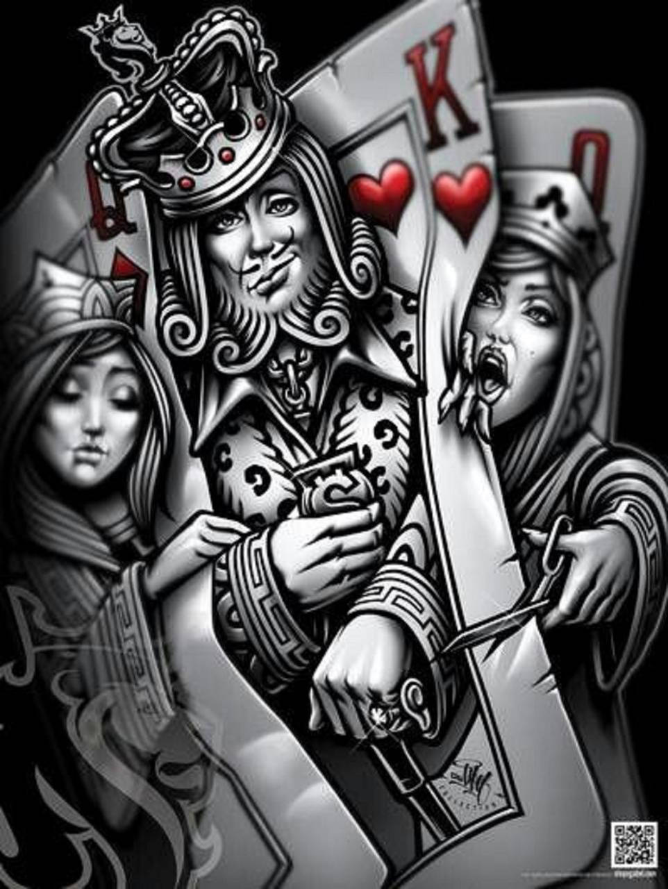 King of Hearts, hooded figures, crowned king, HD Phone Wallpaper