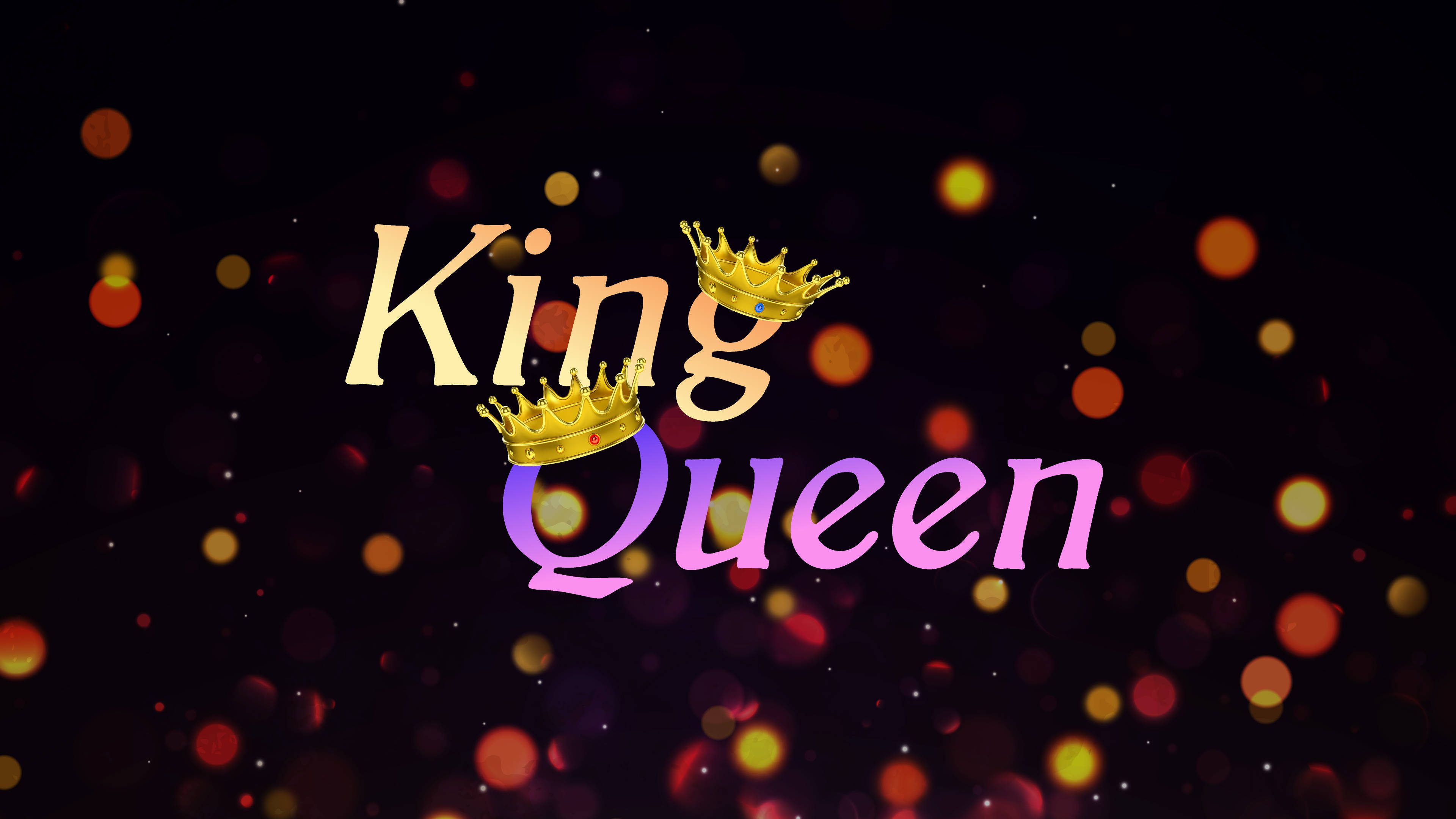 Elegant King And Queen Desktop, golden crowns, dark backdrop, 4K Desktop Wallpaper