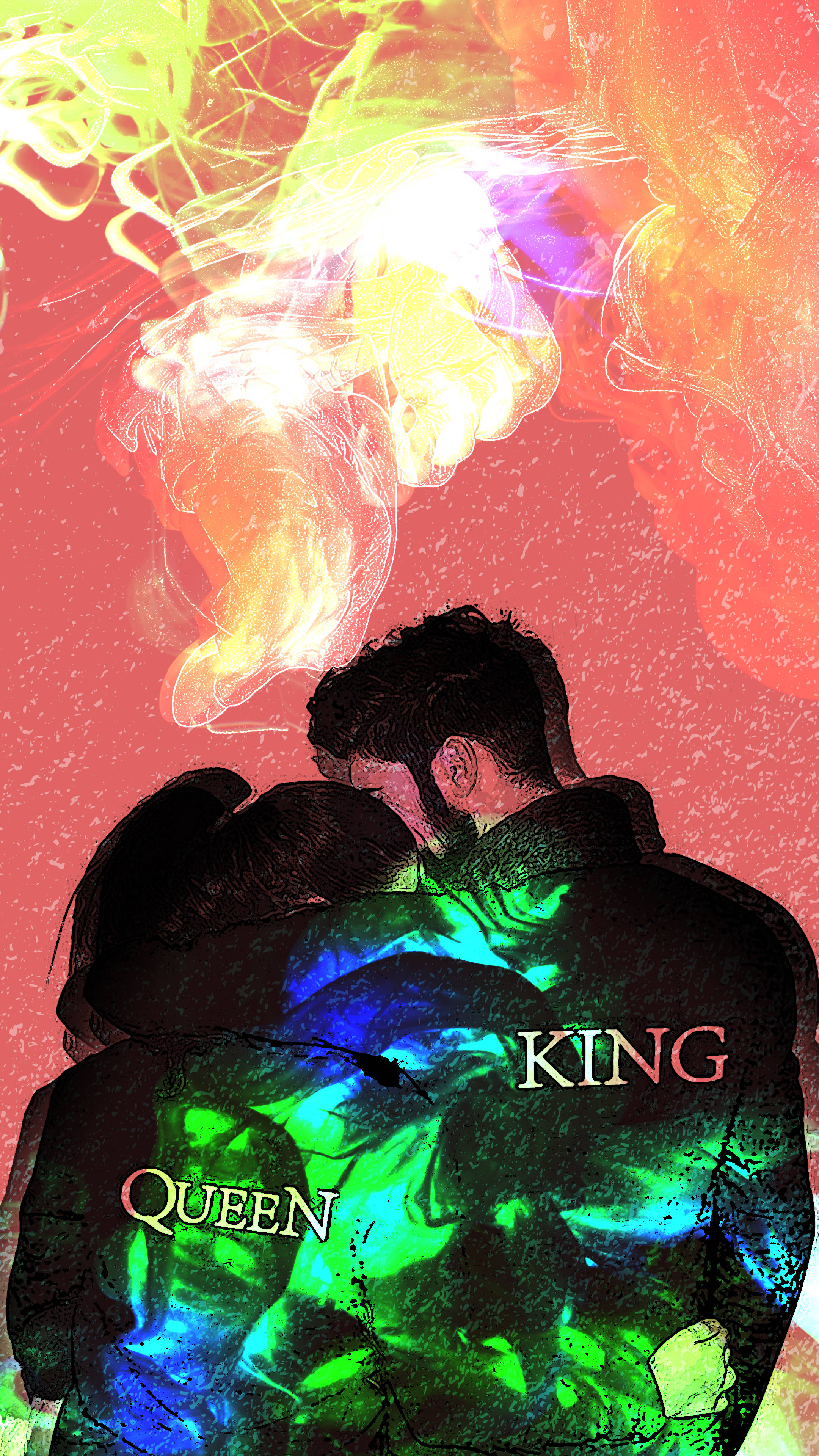 King And Queen, neon colors, abstract background, 4K Phone Wallpaper