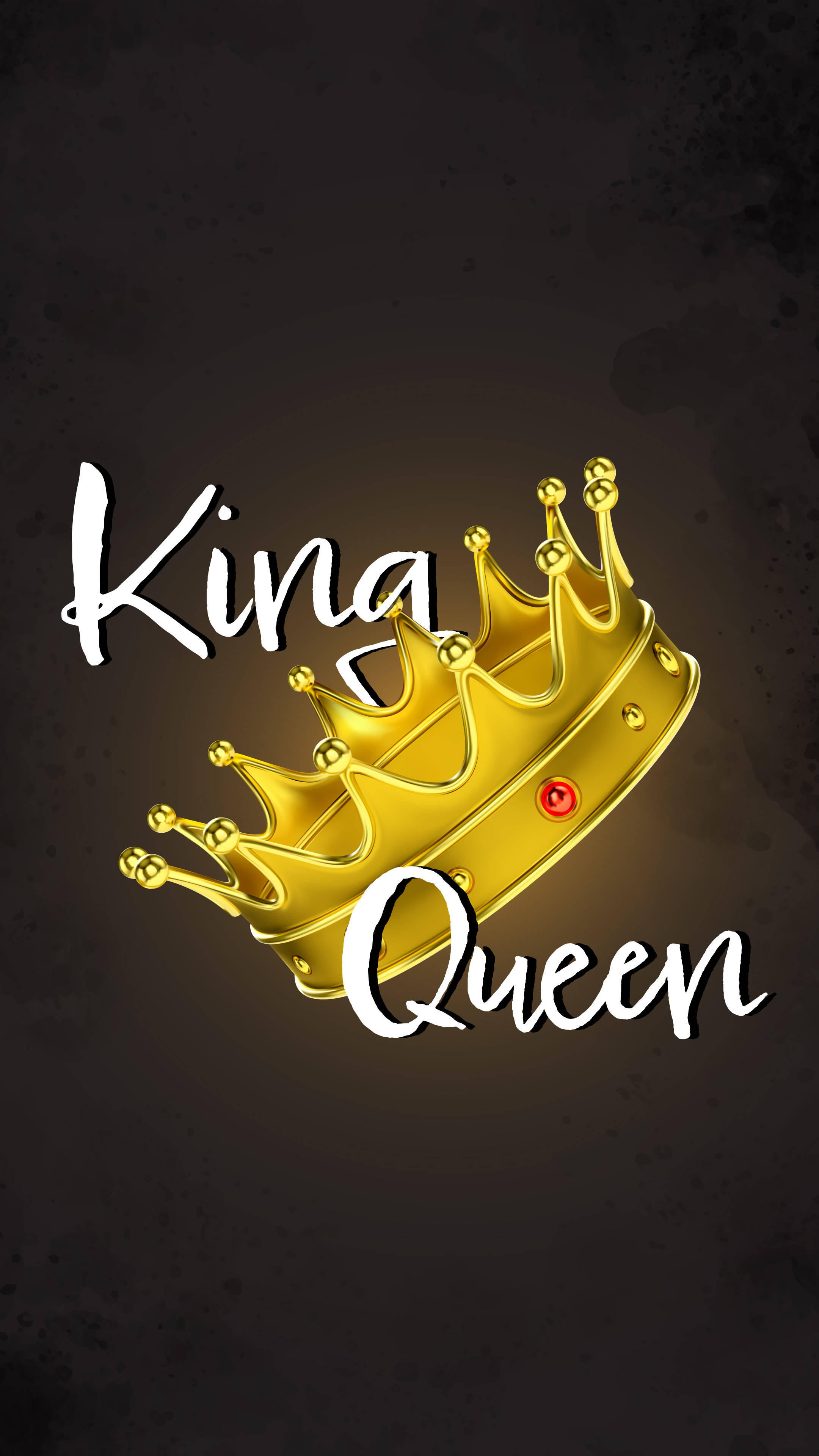 Glowing King And Queen Phone, golden crown, red gemstone, 4K Phone Wallpaper