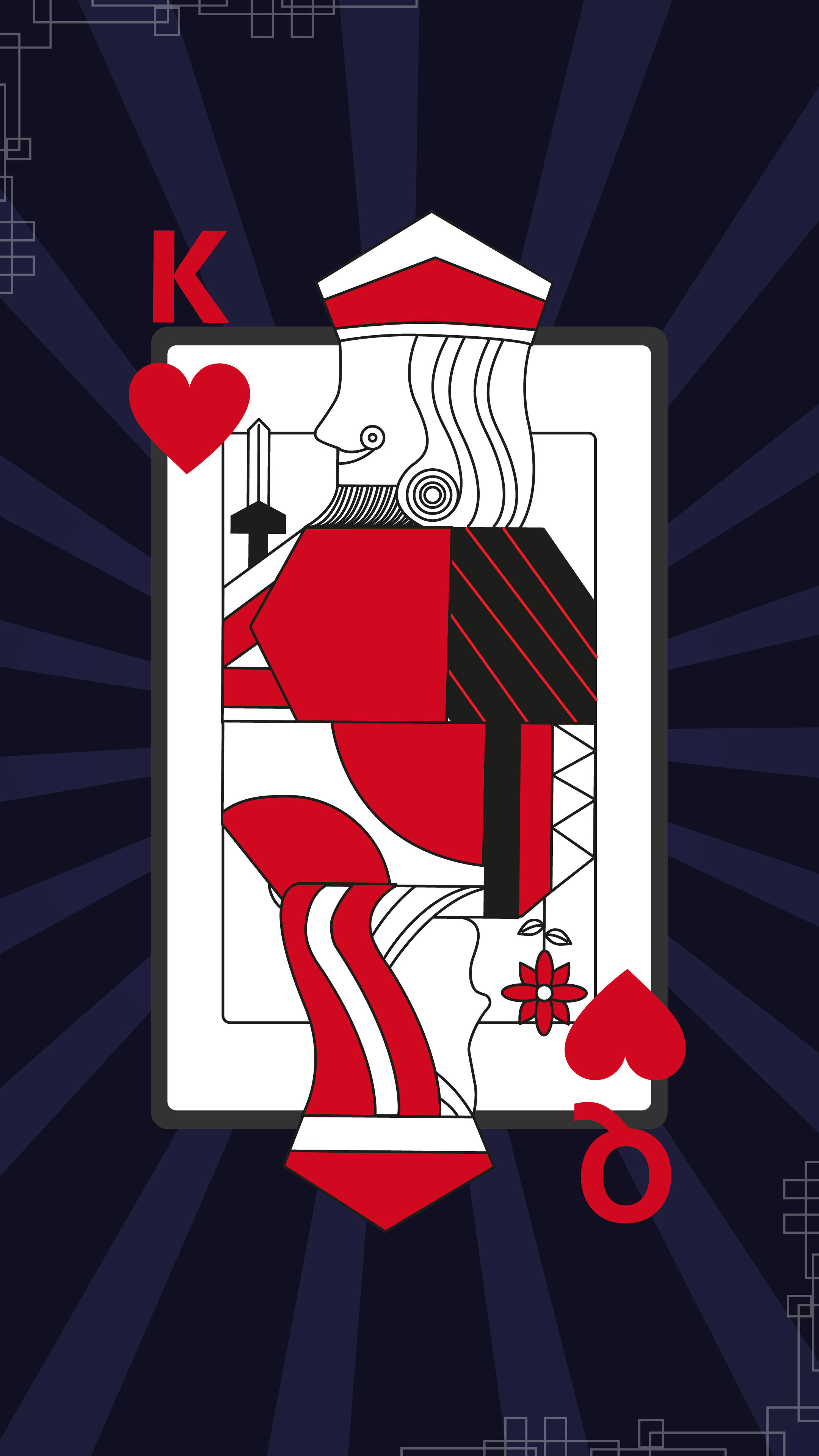 King And Queen Of Hearts, King of Hearts, red and black patterns, 4K Phone Wallpaper