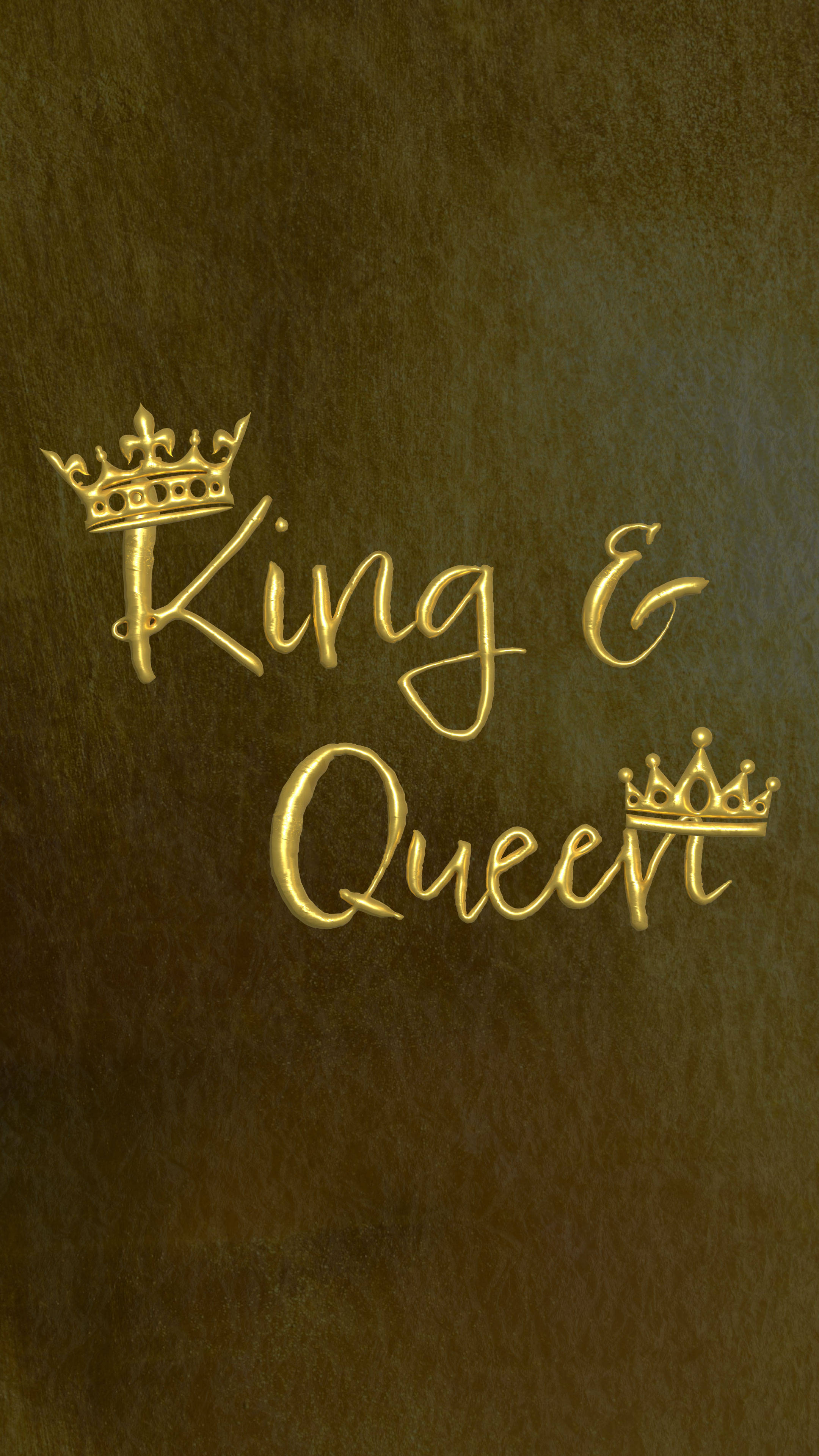 King & Queen, gold, cursive text, 4K Phone Wallpaper
