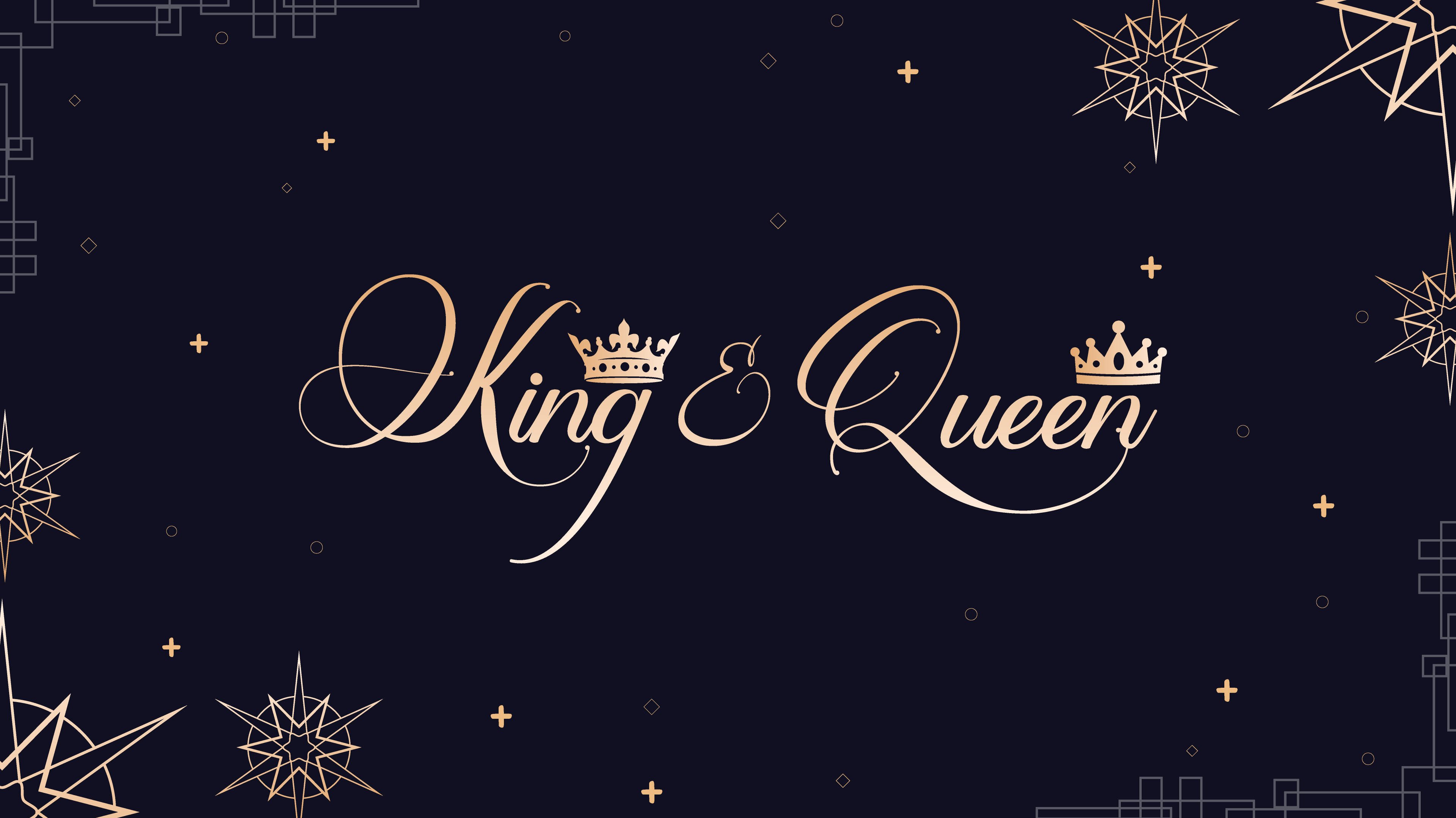 King & Queen, gold script, crowns, 4K Desktop Wallpaper
