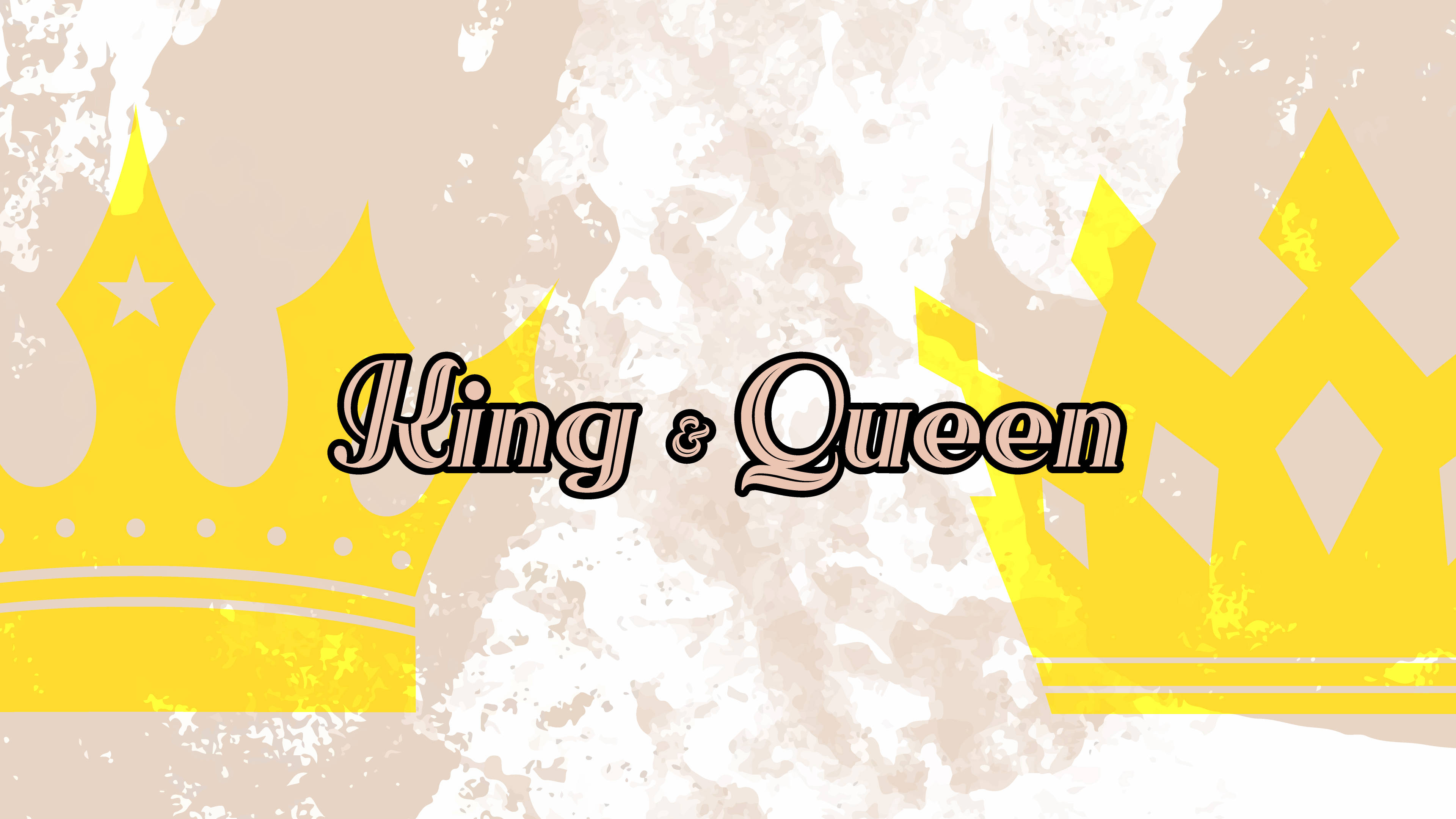 bright yellow, King & Queen, elegant script text, 4K Desktop Wallpaper