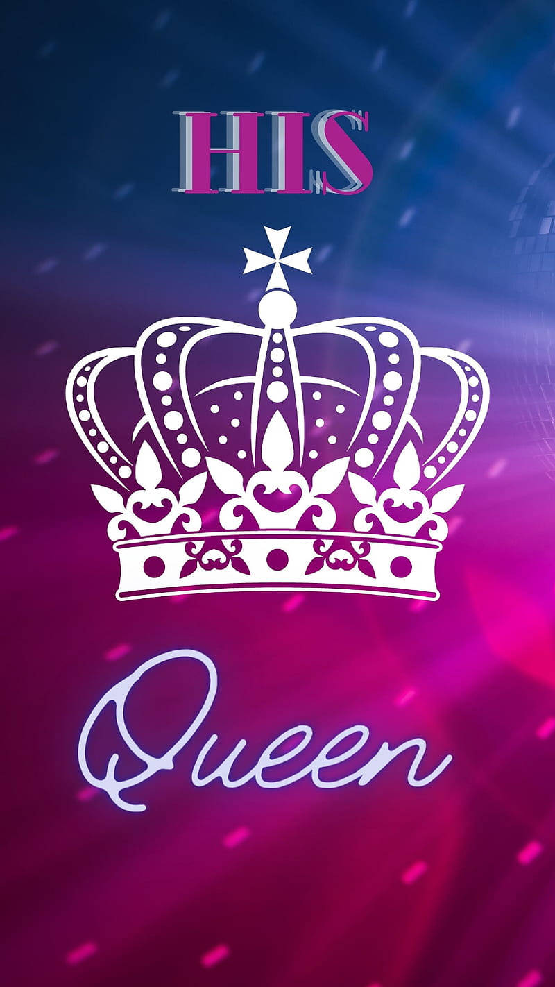 blue and pink king and queen crown, white ornate crown, cursive queen text, HD Phone Wallpaper