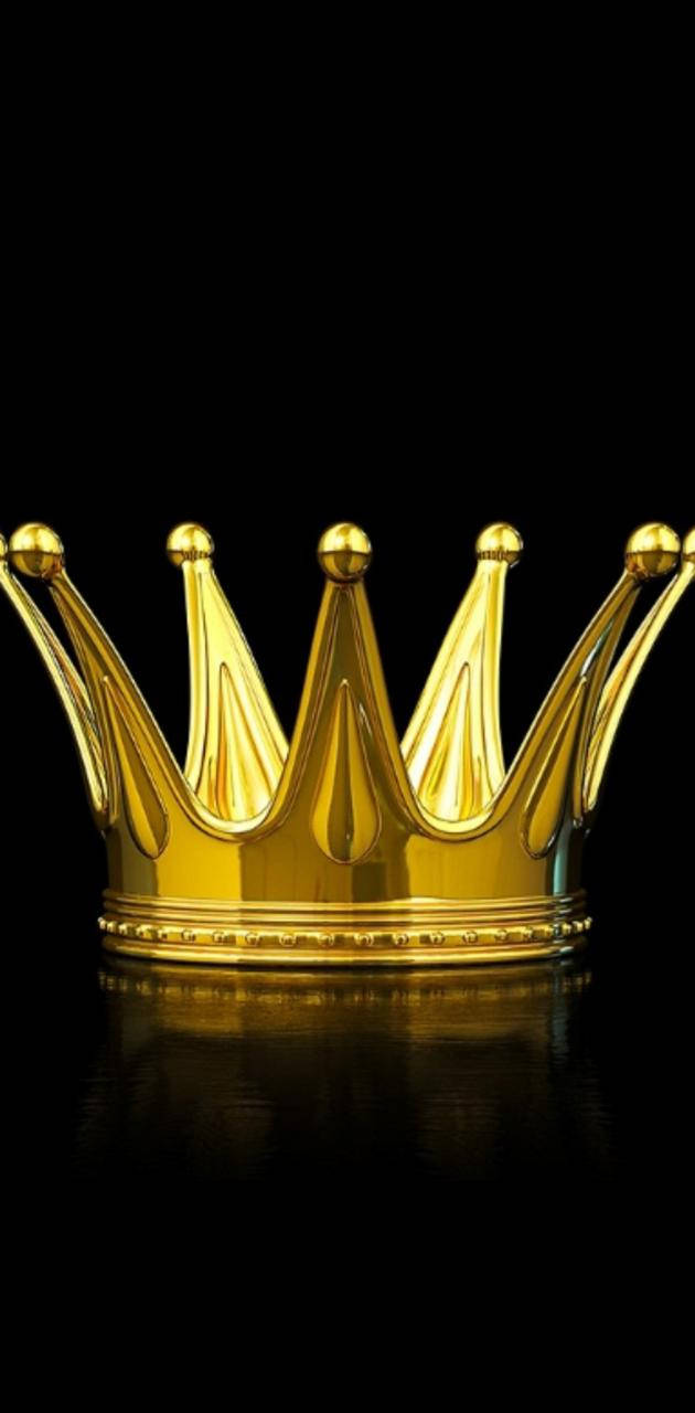 gold crown, black surface, five pointed spikes, HD Phone Wallpaper