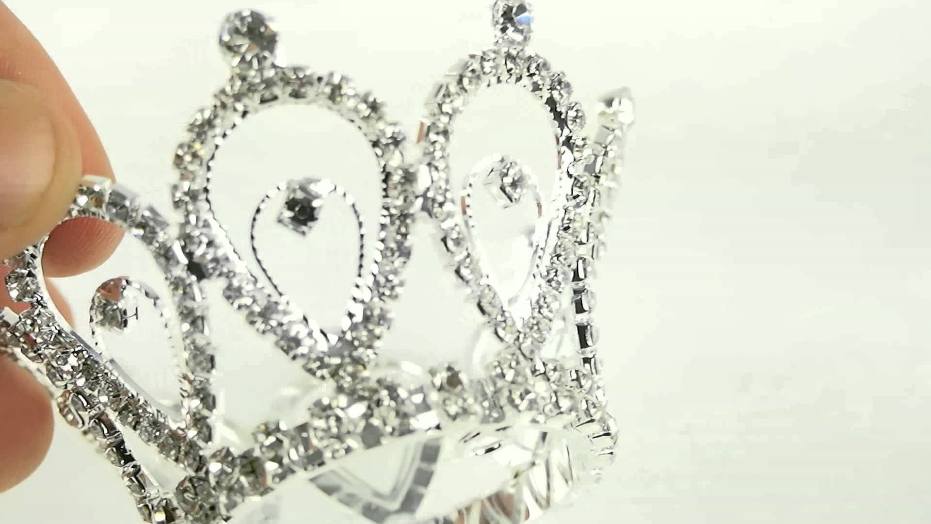 small silver king and queen crown, sparkling silver tiara, crystals, Full HD Desktop Wallpaper