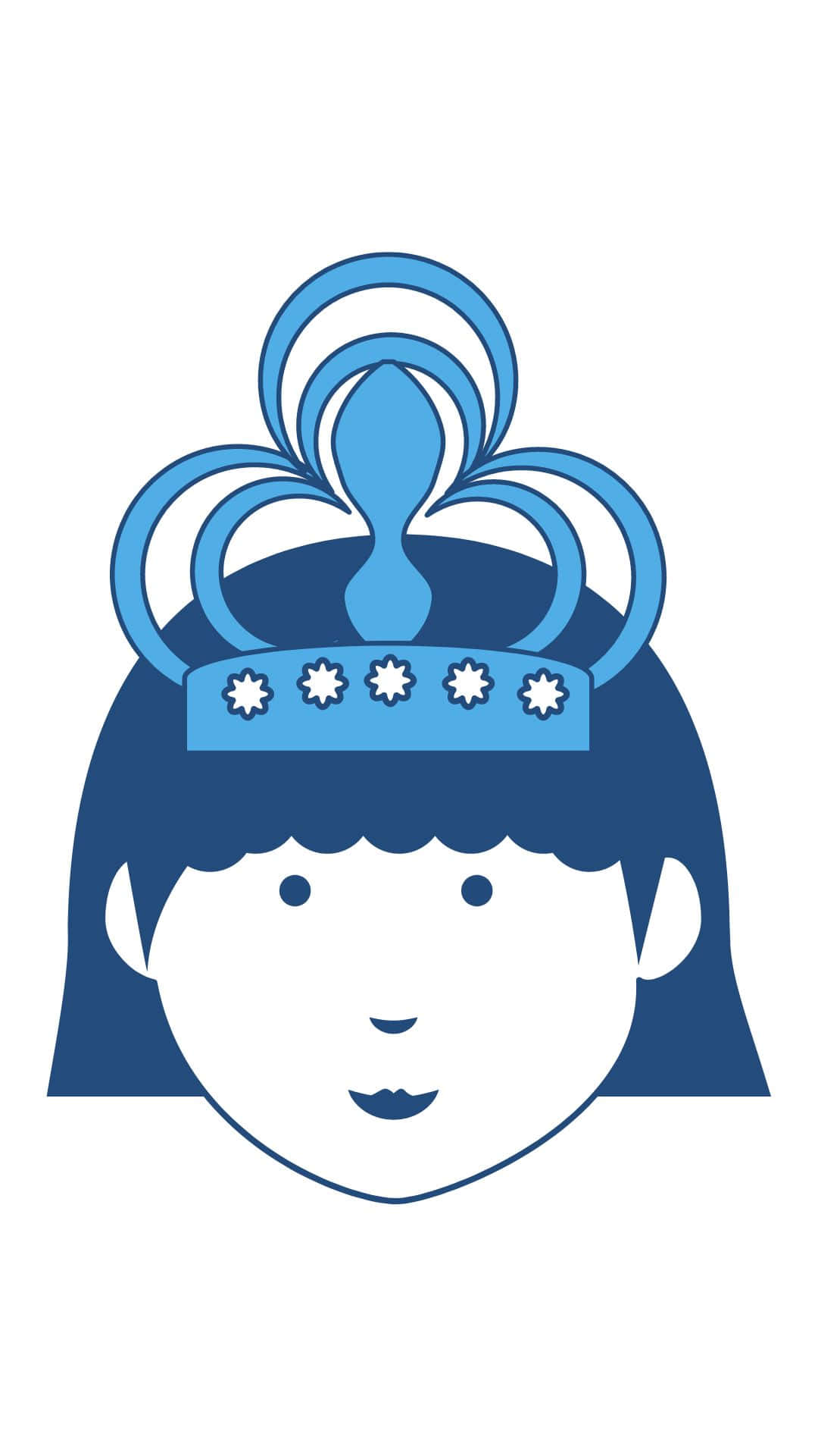 cute queen, minimalist blue cartoon girl, stylized crown, Full HD Phone Wallpaper