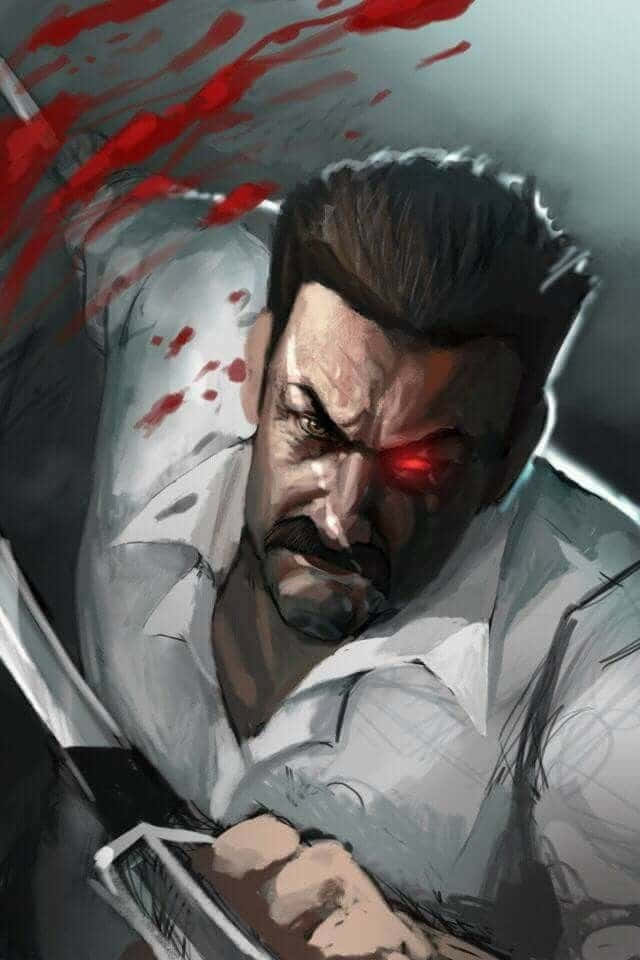 King Bradley, glowing red eye, blood splatter, SD Phone Wallpaper