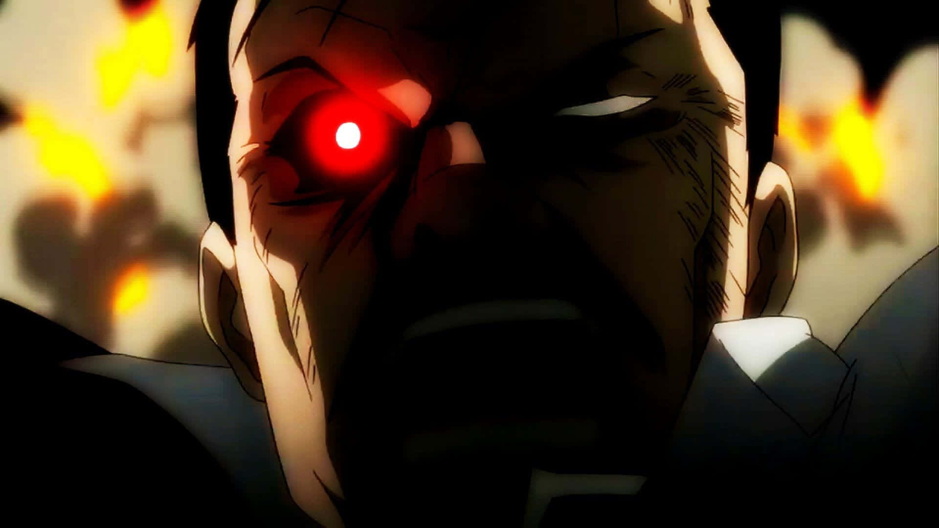 King Bradley, glowing red eye, fierce expression, Full HD Desktop Wallpaper