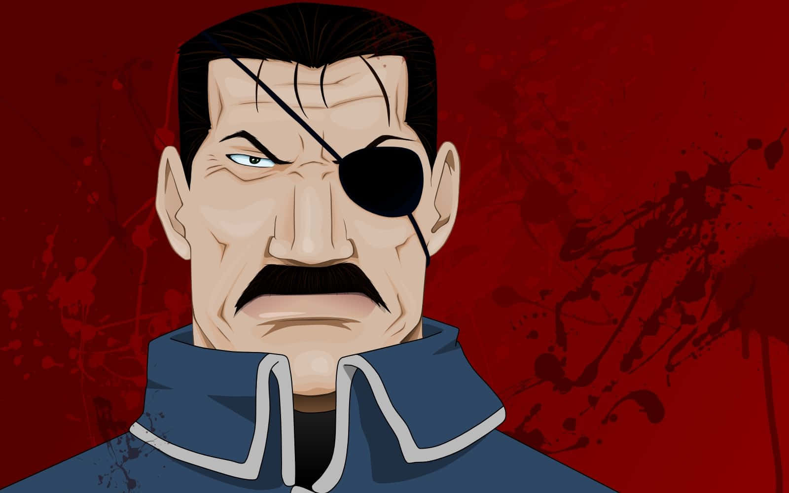 King Bradley, black eye patch, mustache, HD Desktop Wallpaper