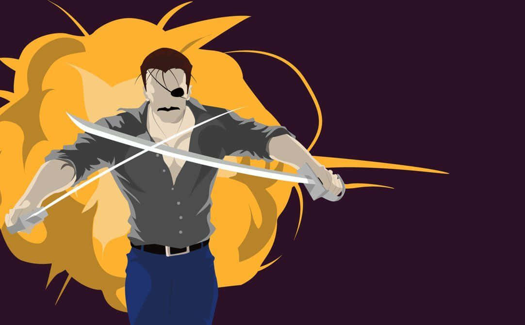 King Bradley, eyepatch, two crossed swords, SD Desktop Wallpaper