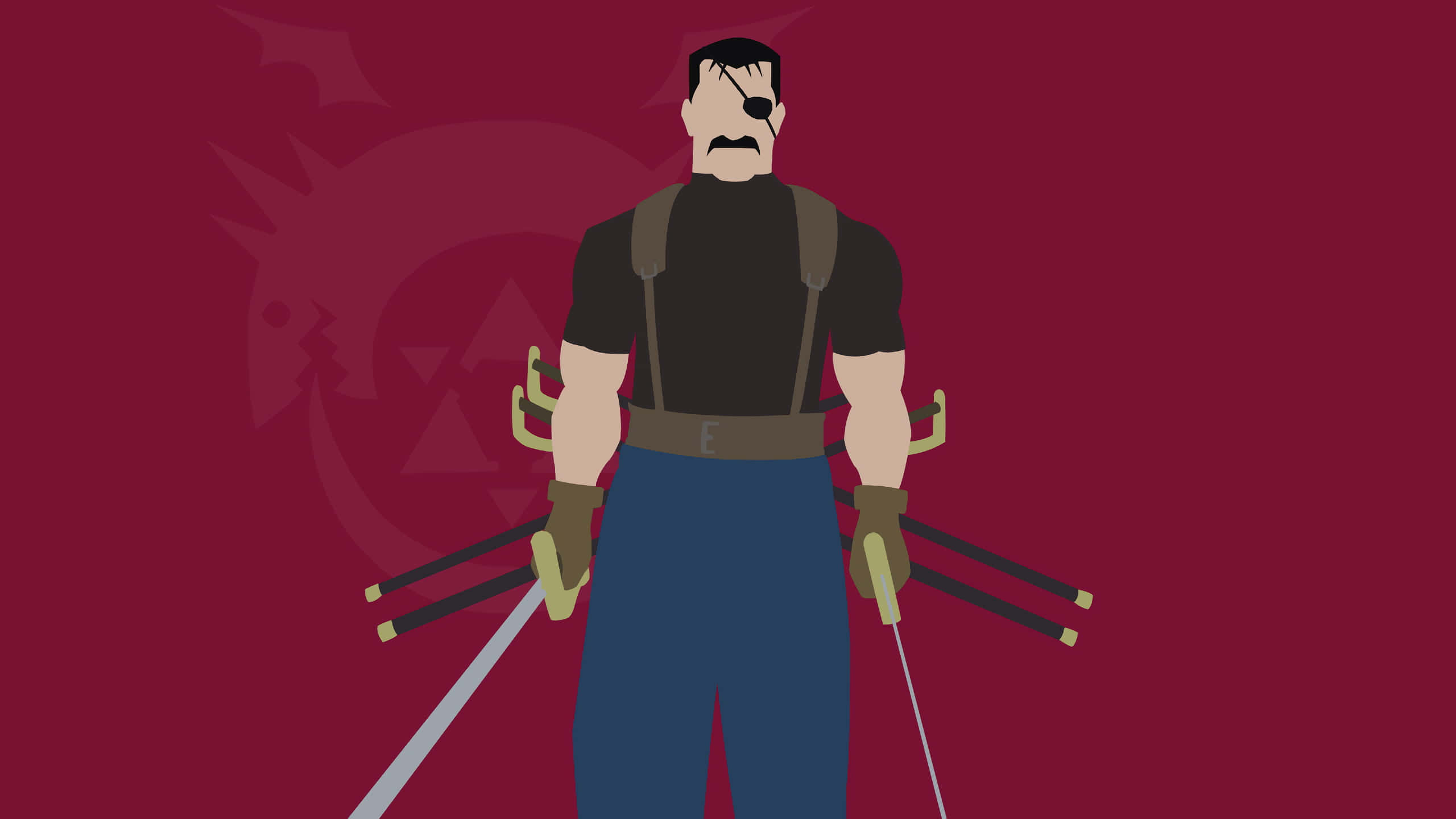 King Bradley, one-eyed swordsman, dark attire, 2K Desktop Wallpaper