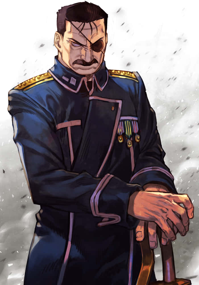 King Bradley, one-eyed military officer, dark uniform, SD Phone Wallpaper