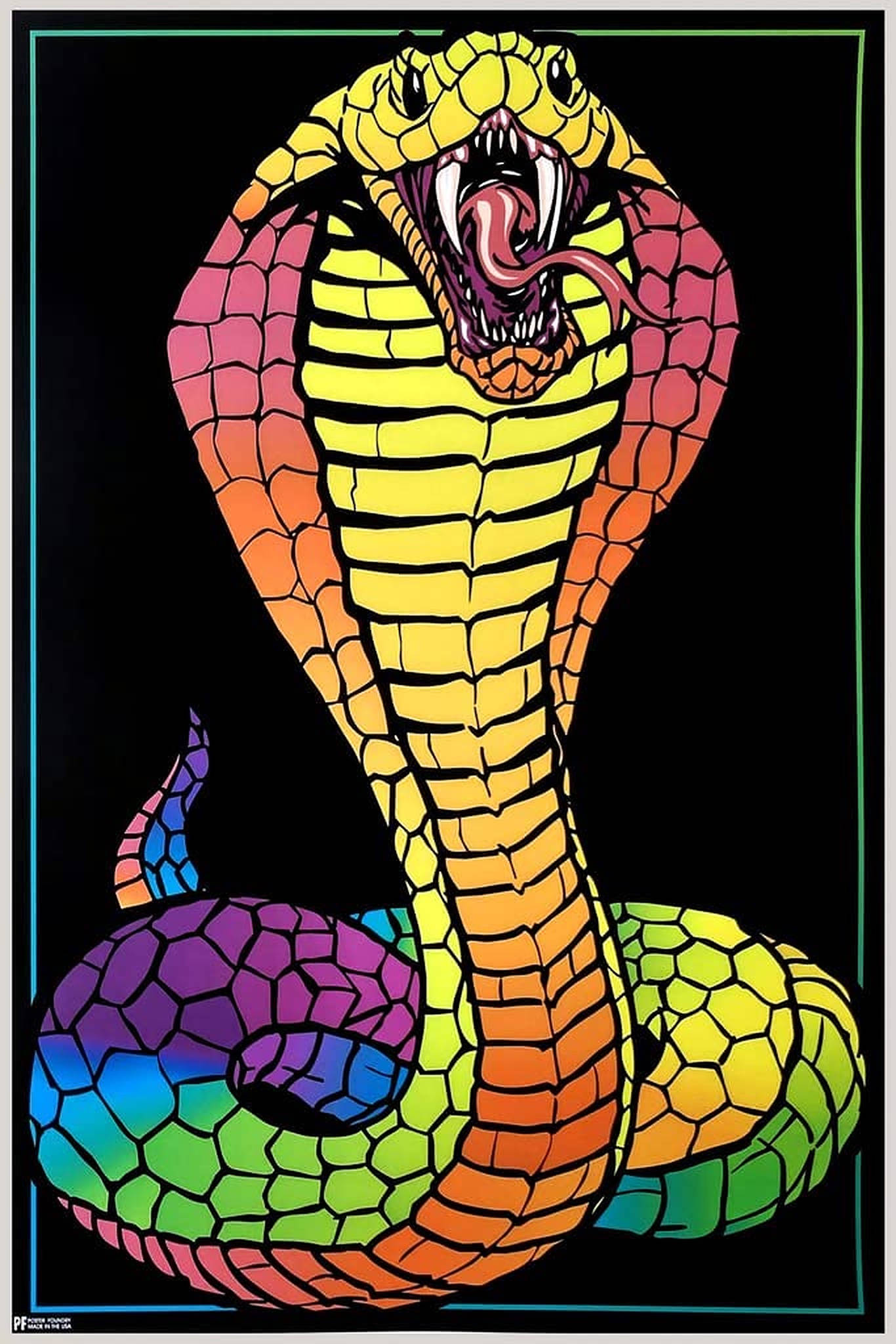 Rainbow King Cobra, rainbow-colored, open mouth, Full HD Phone Wallpaper