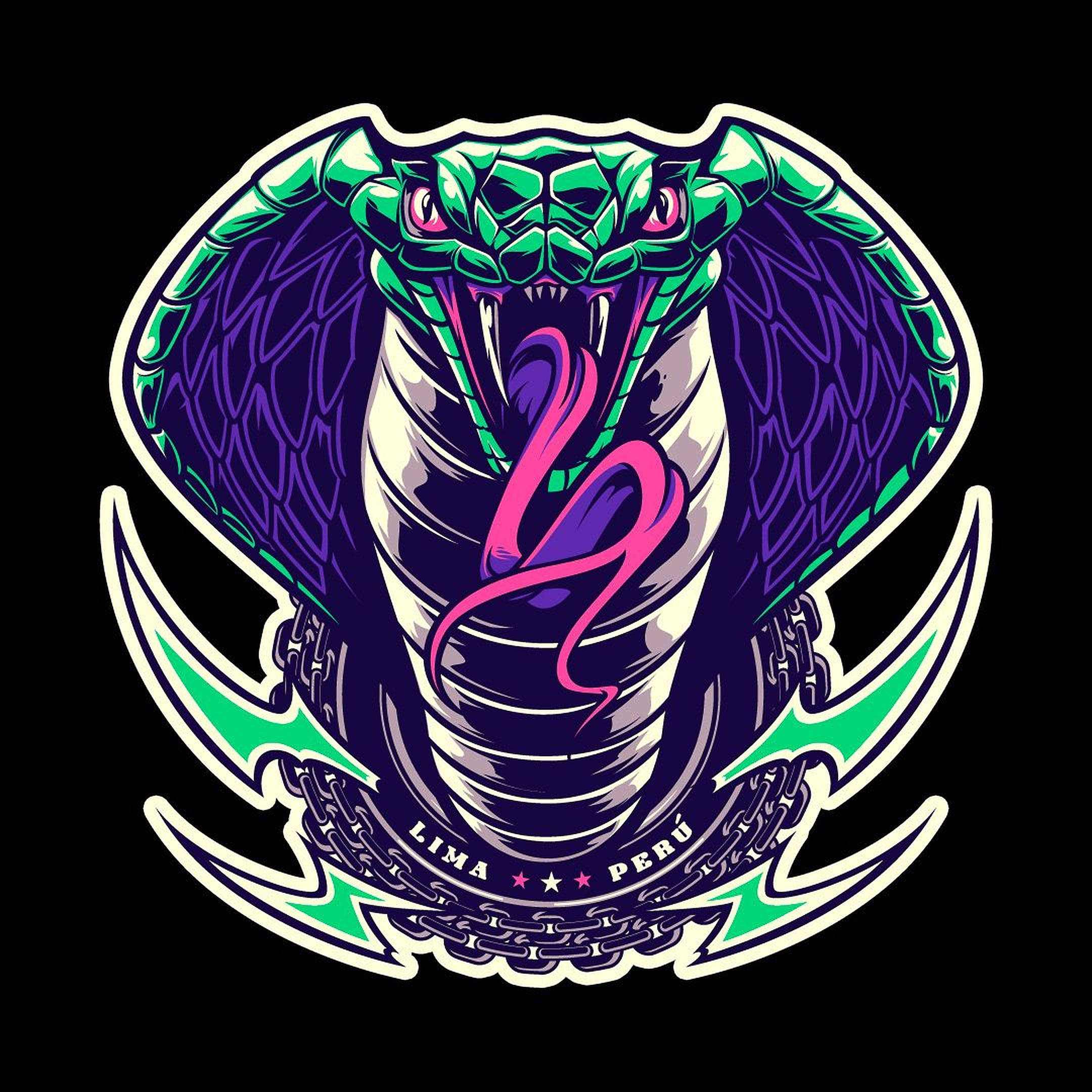 King Cobra, neon green, purple, Full HD Desktop Wallpaper
