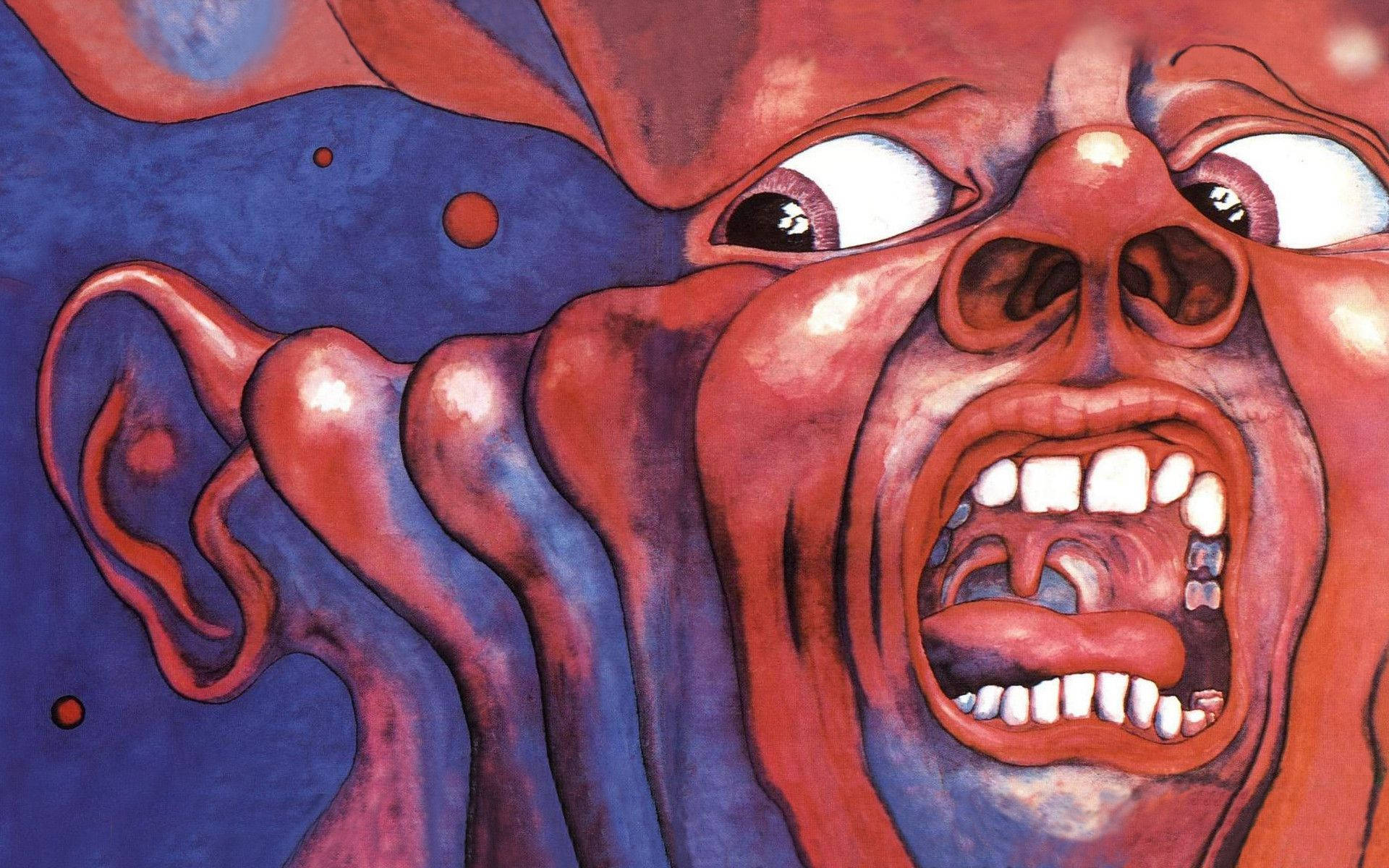 King Crimson, screaming face, melting red features, Full HD Desktop Wallpaper