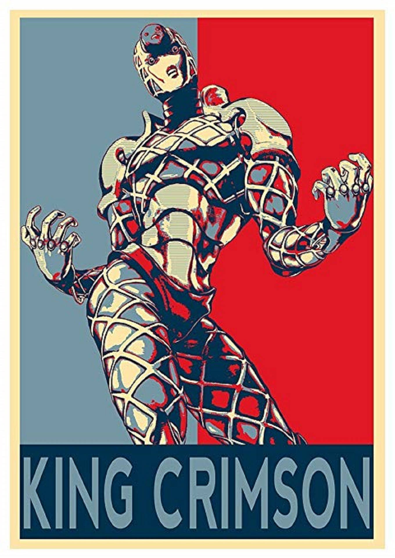 King Crimson, blue and red, grid pattern, Full HD Phone Wallpaper