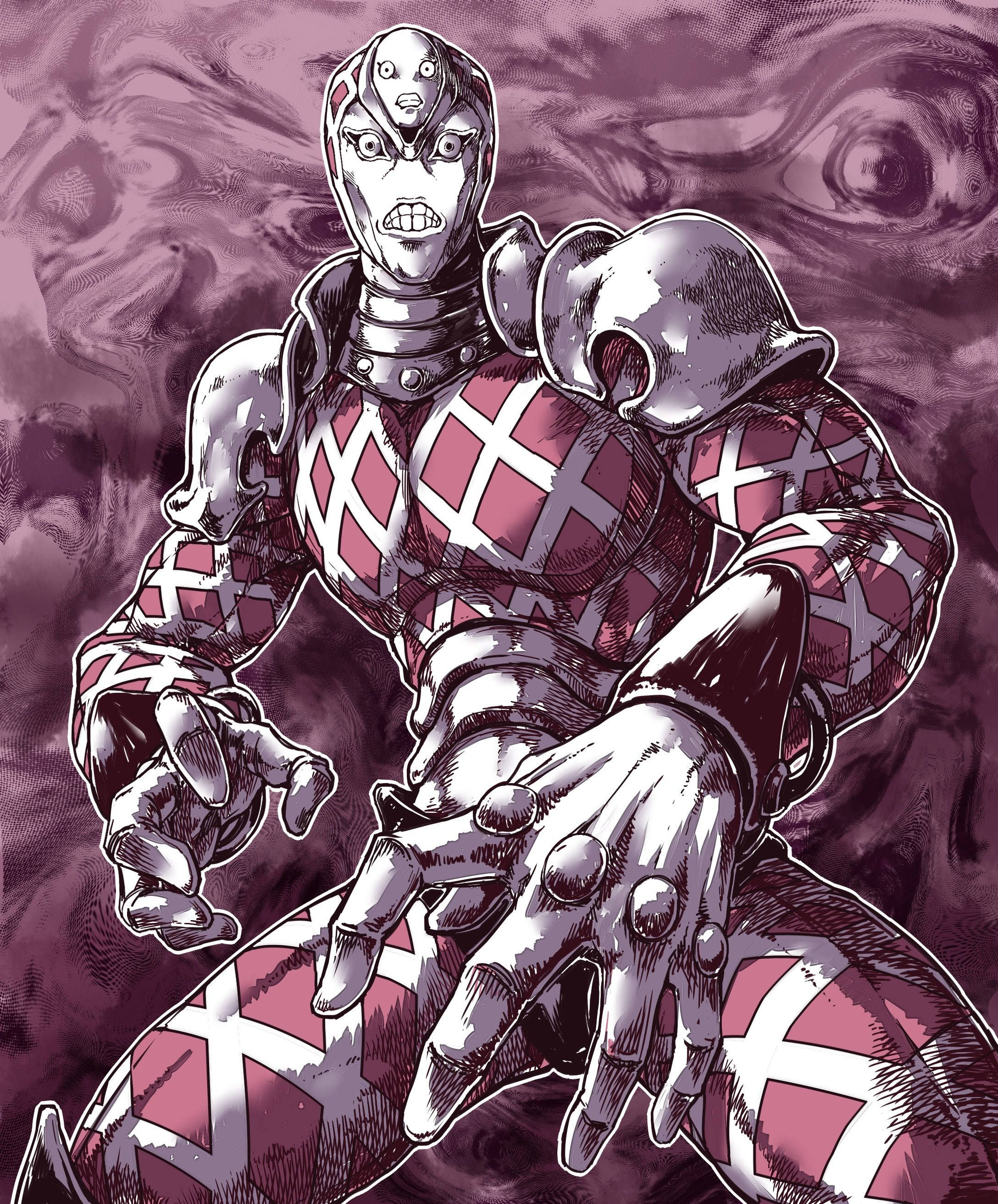 King Crimson, skull mask, red diamond pattern, 2K Phone Wallpaper