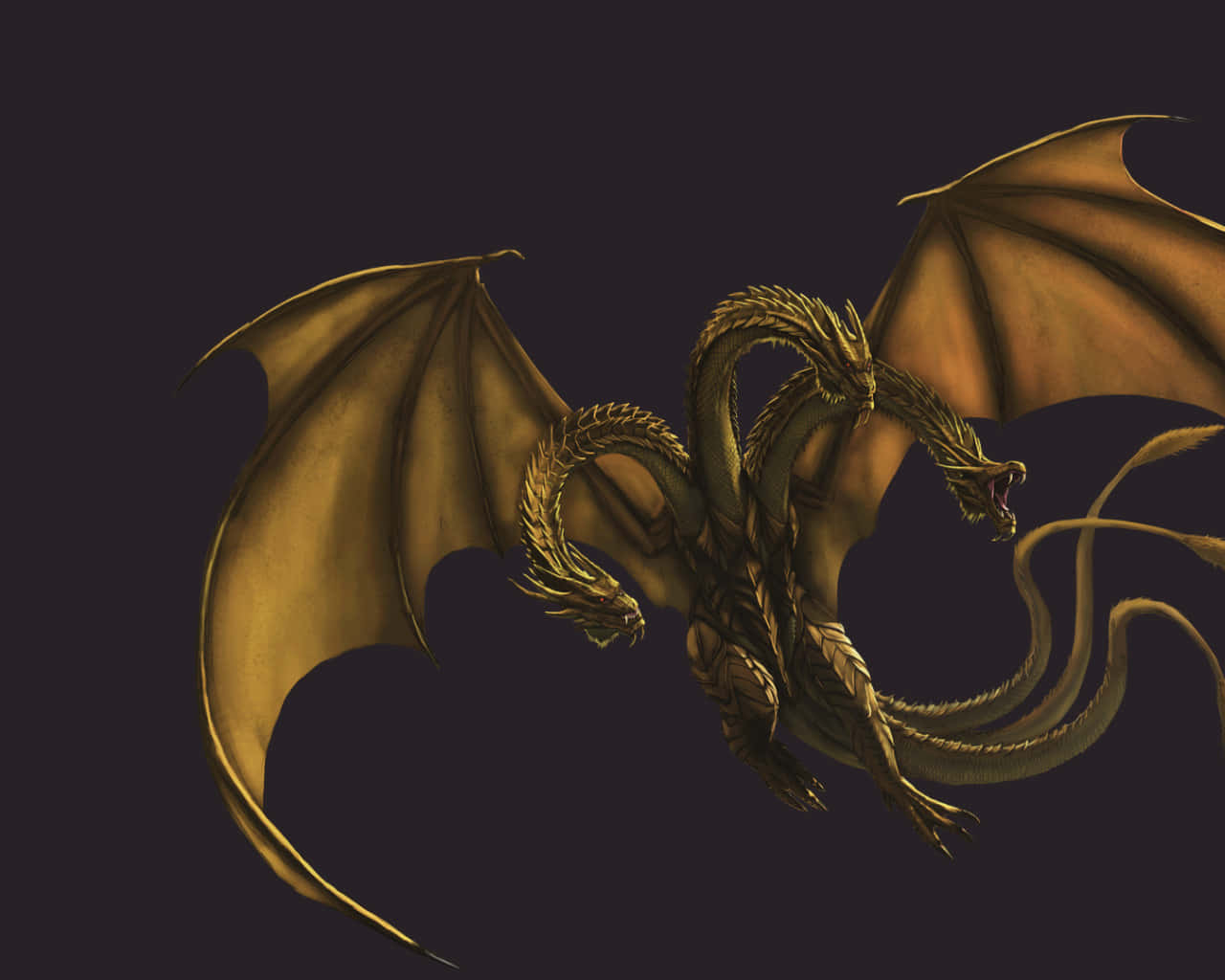 King Ghidorah, golden, three-headed, HD Desktop Wallpaper