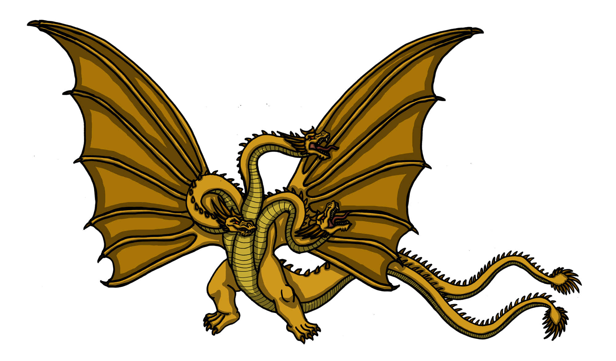 King Ghidorah, golden, two-headed dragon, Full HD Desktop Wallpaper