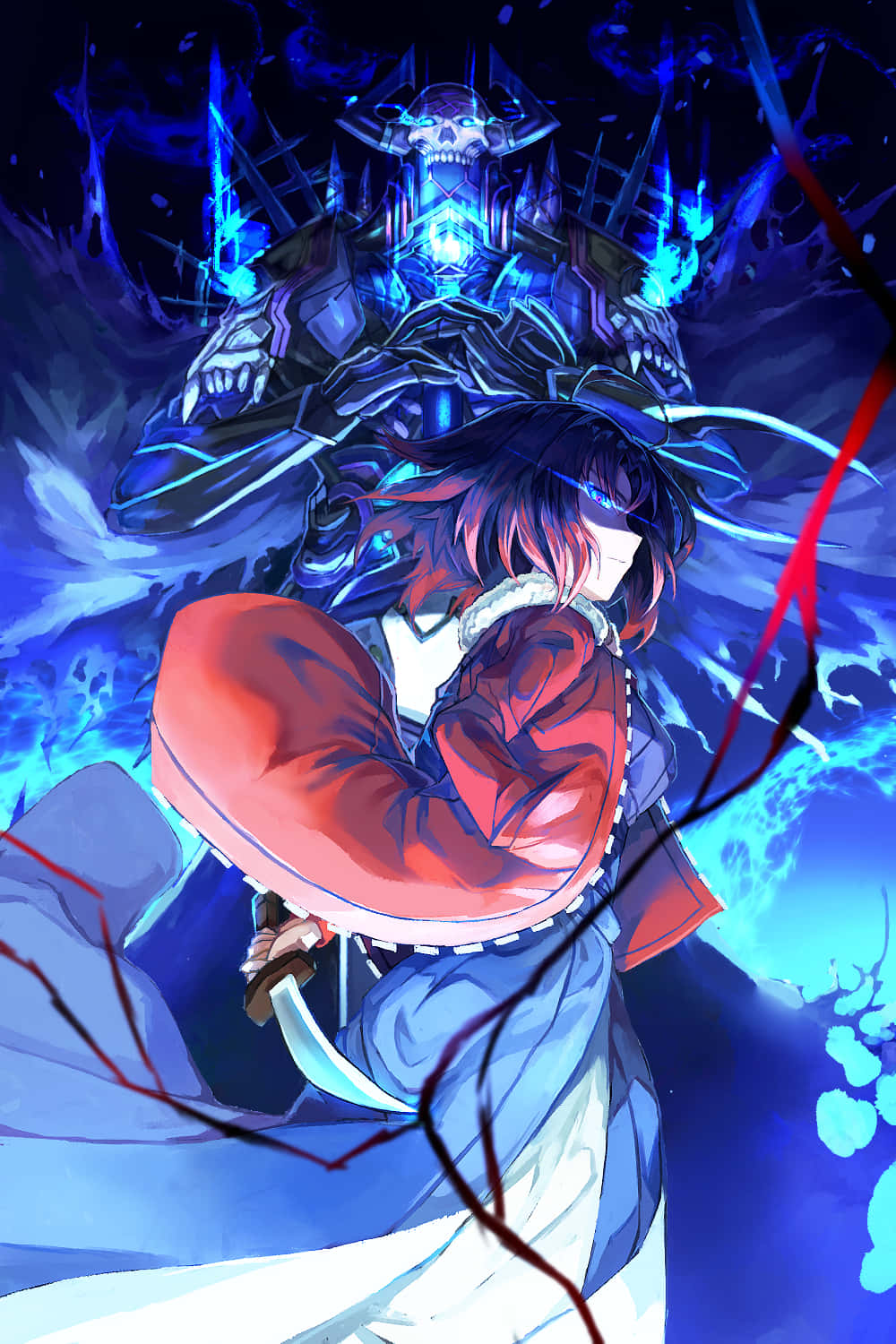 King Hassan, Warrior Artwork, red-robed anime girl, HD Phone Wallpaper