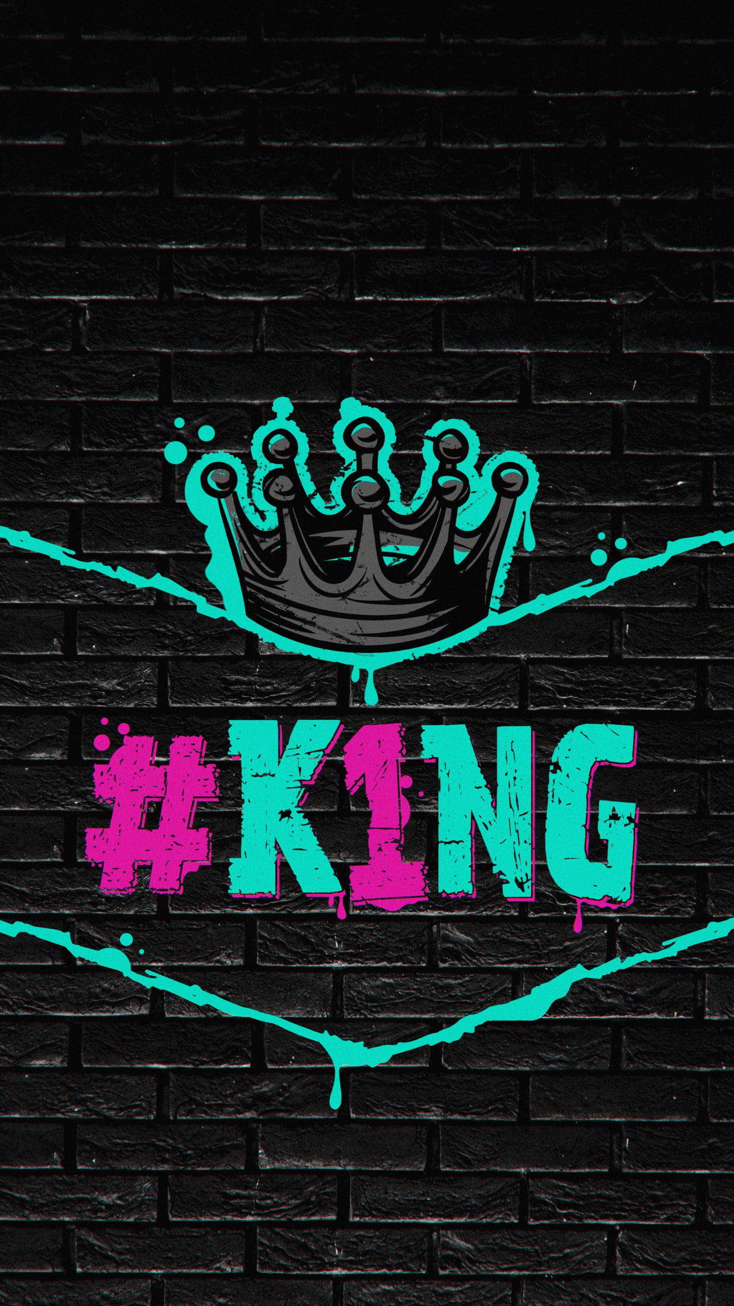 Colorful King iPhone, neon pink, teal, 2K Phone Wallpaper