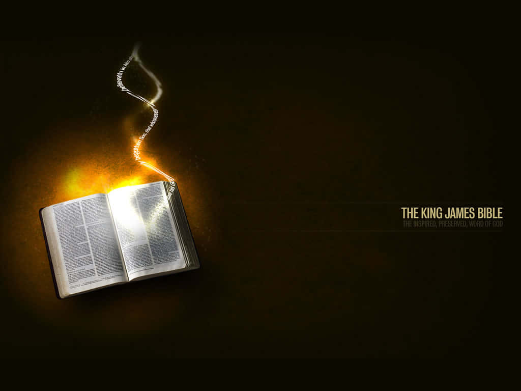 King James Bible, golden light, glowing script, SD Desktop Wallpaper