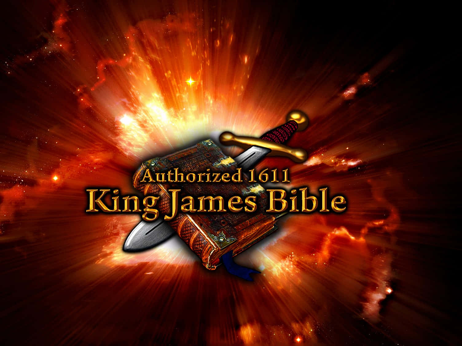 King James Bible, sword, fiery cosmic background, HD Desktop Wallpaper