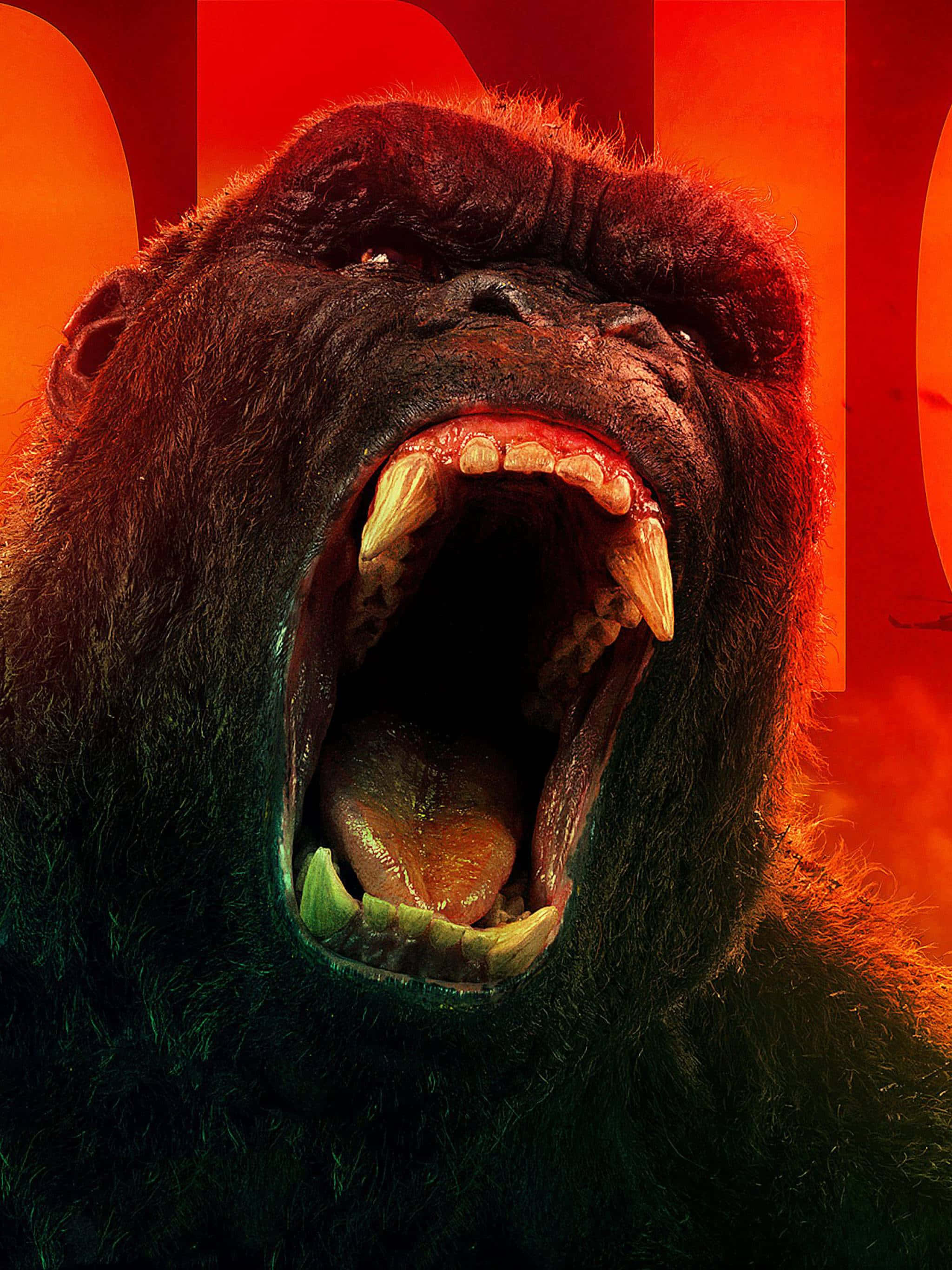 King Kong, roaring gorilla, bared teeth, 2K Phone Wallpaper