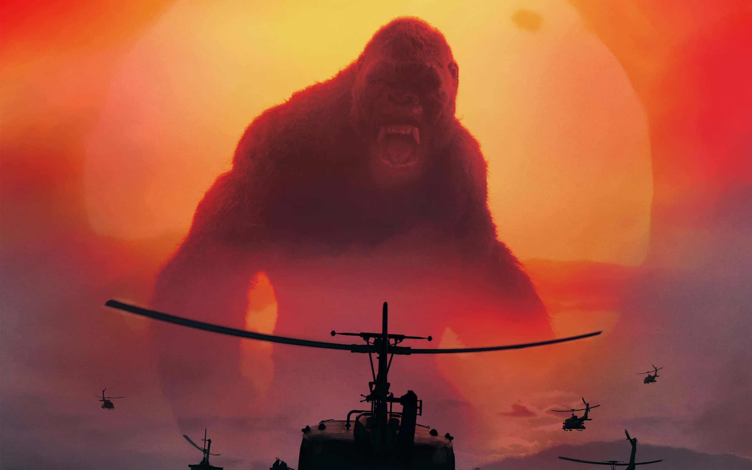 King Kong, 4K, fiery sunset, 2K Desktop Wallpaper