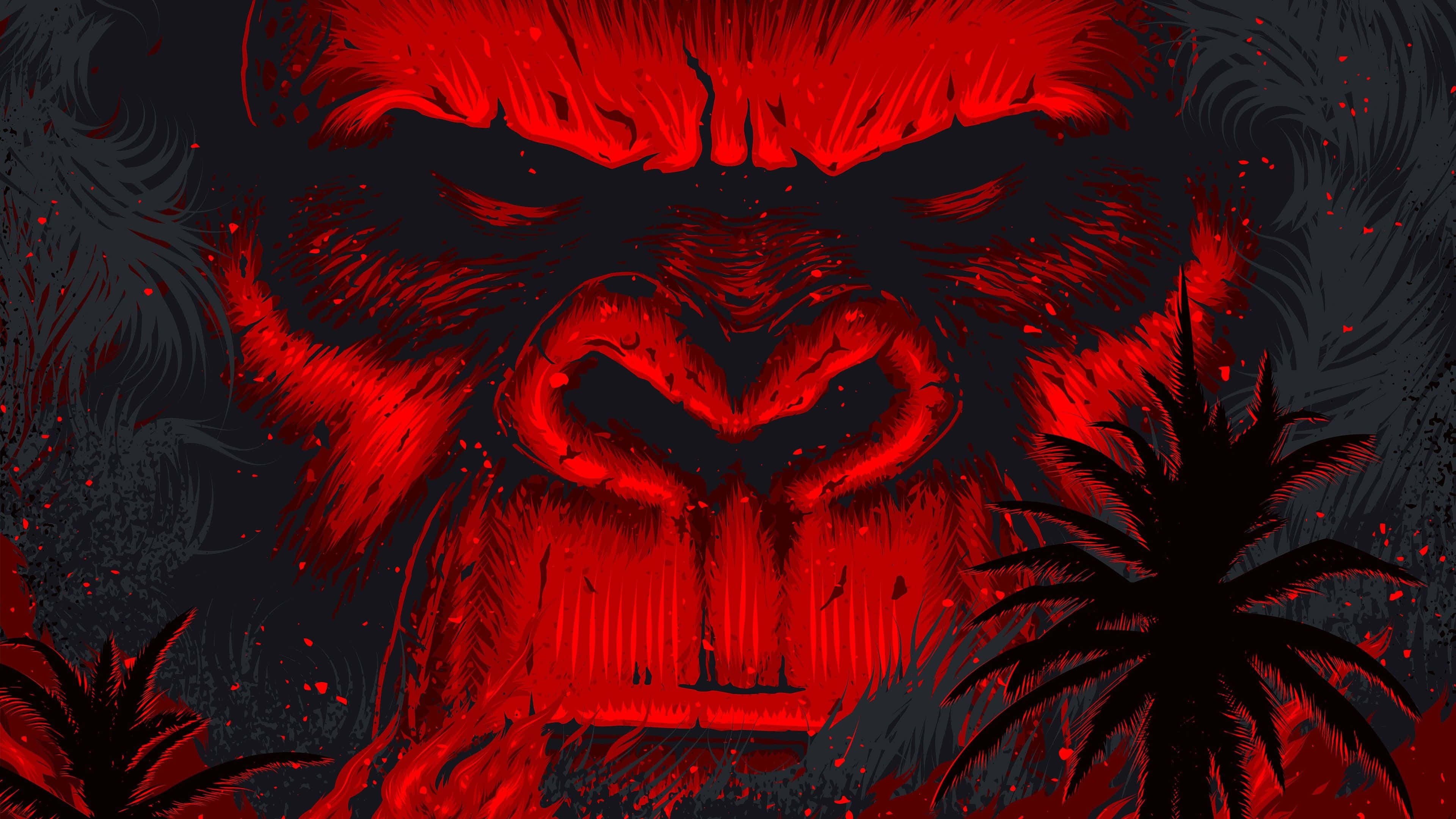 King Kong, 4K, red gorilla face, 4K Desktop Wallpaper
