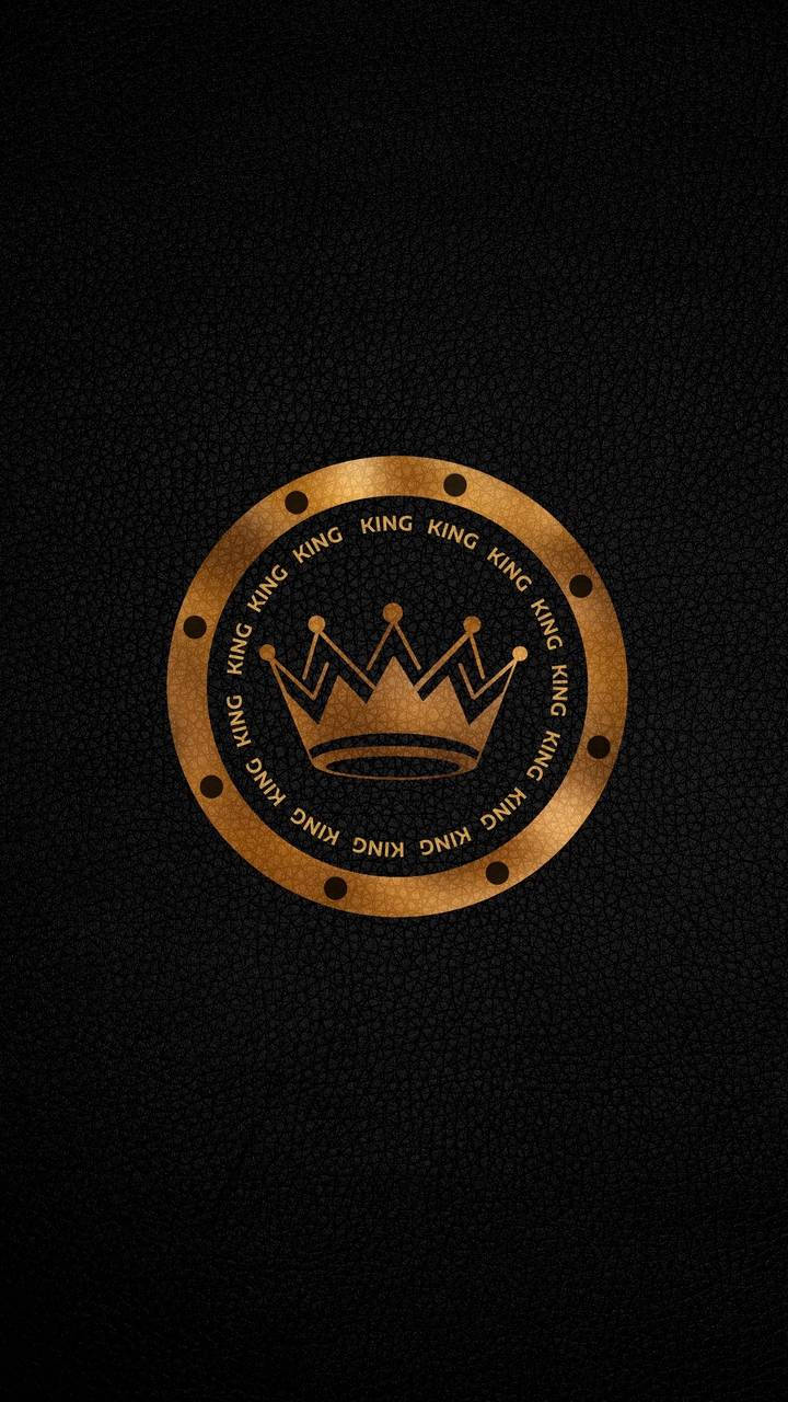 king logo, golden crown emblem, repeating king text, HD Phone Wallpaper
