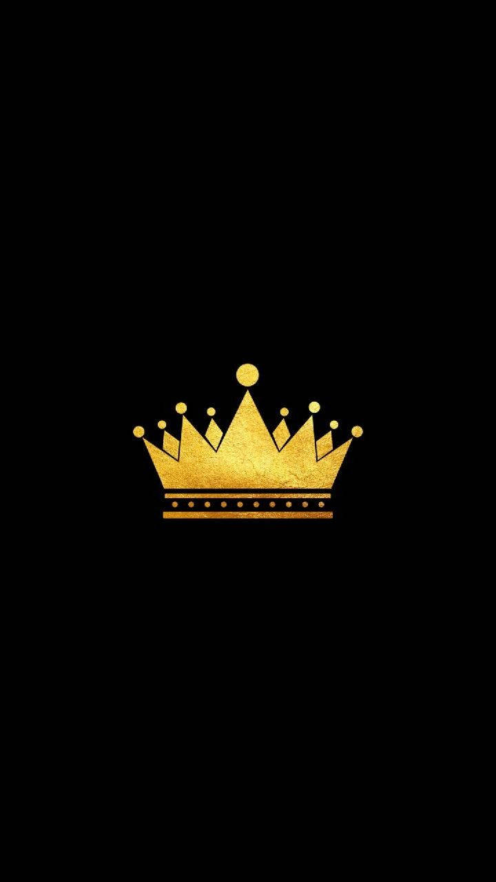 King Logo, gold crown, textured surface, HD Phone Wallpaper