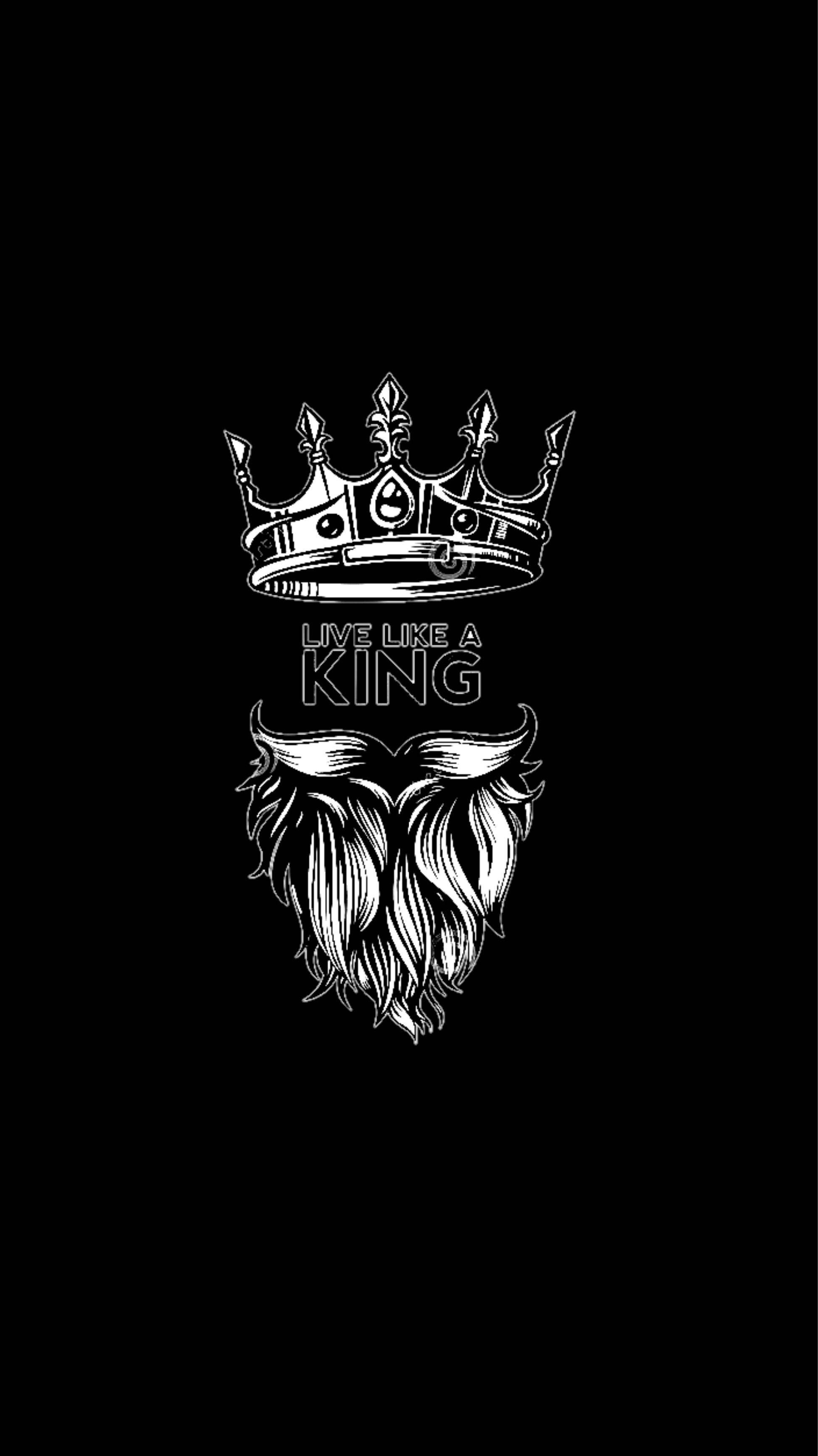 King Logo, crown, full beard, 2K Phone Wallpaper