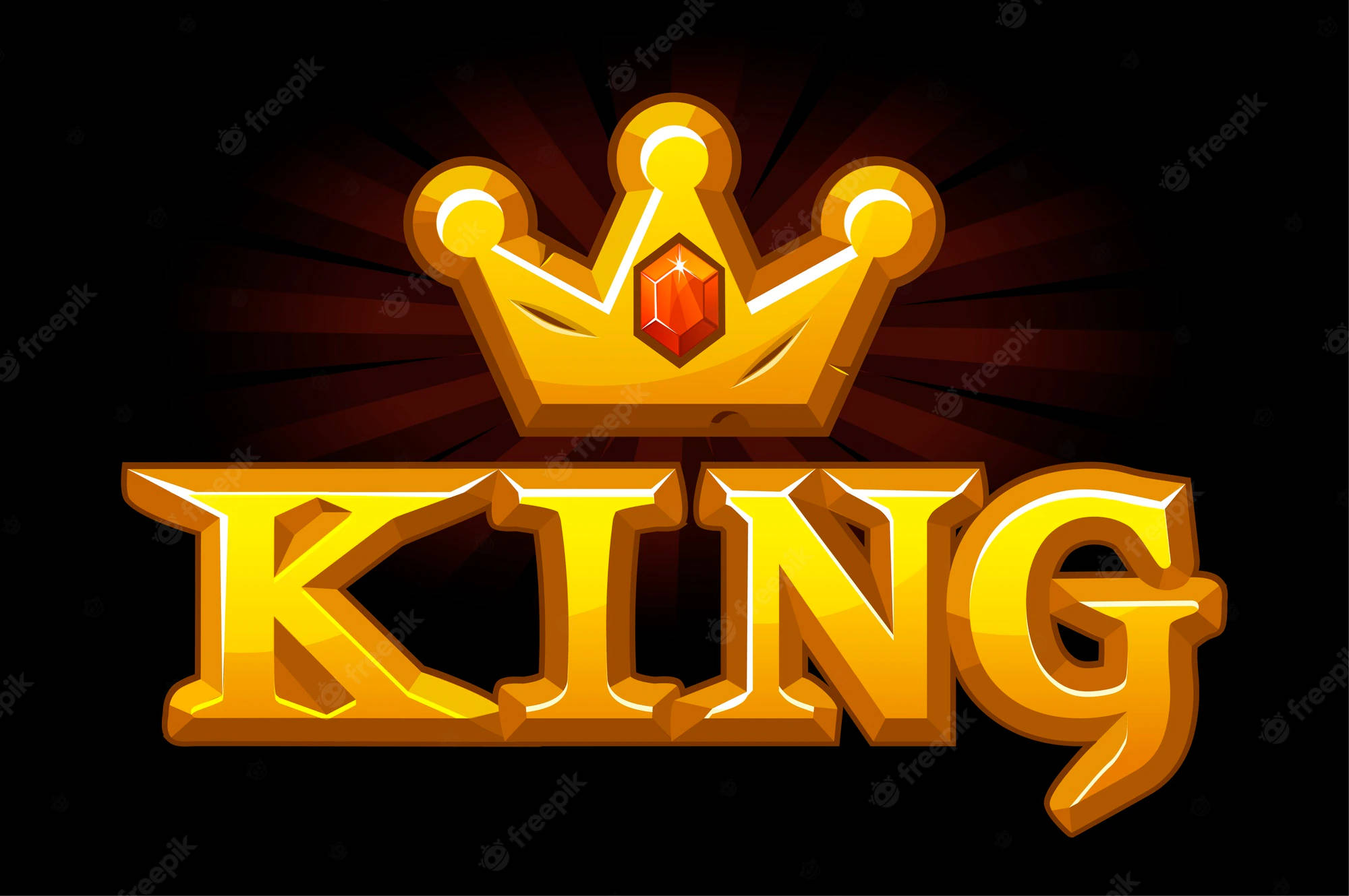 King Logo, golden crown, red gem, Full HD Desktop Wallpaper