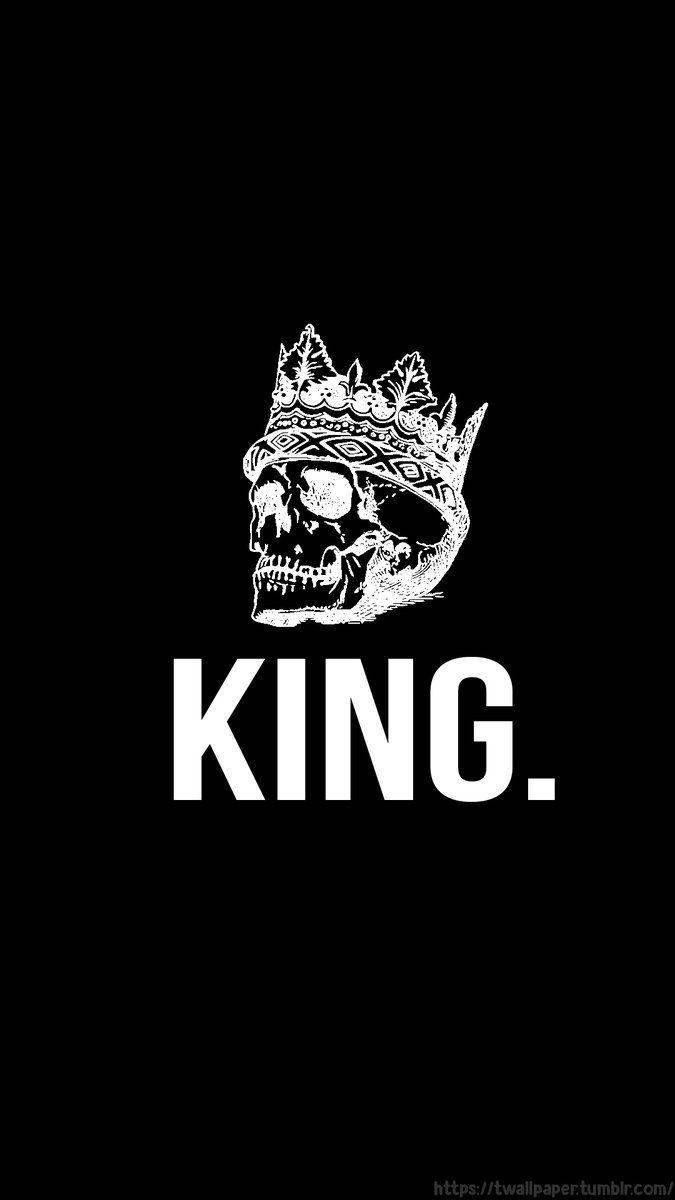 King Logo, white skull, ornate crown, SD Phone Wallpaper
