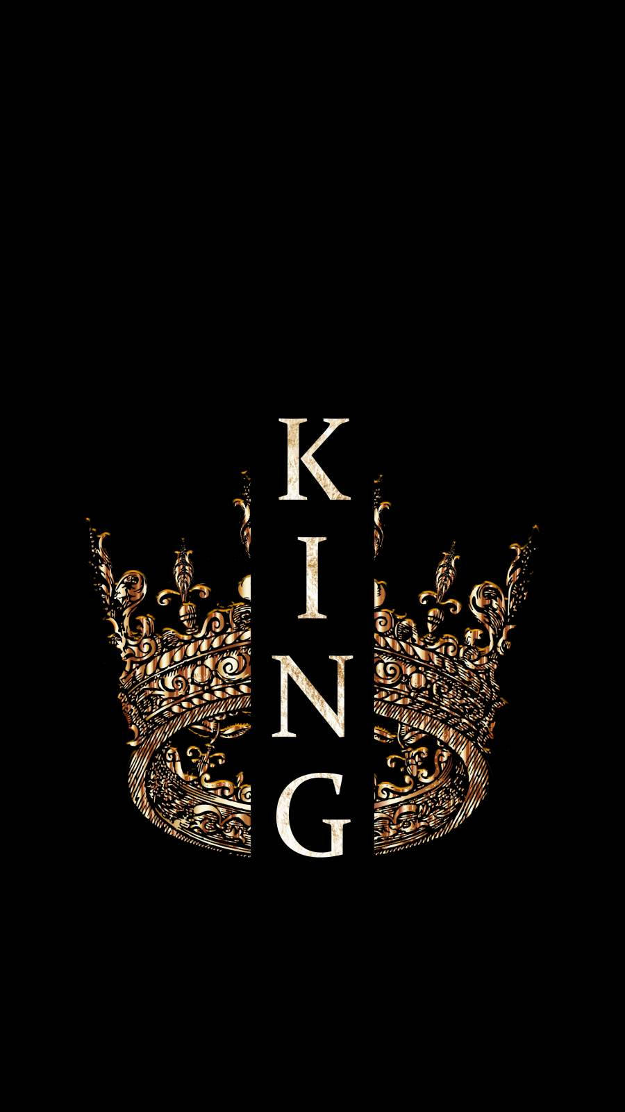 King Logo, golden ornate crown, bold white letters, HD Phone Wallpaper