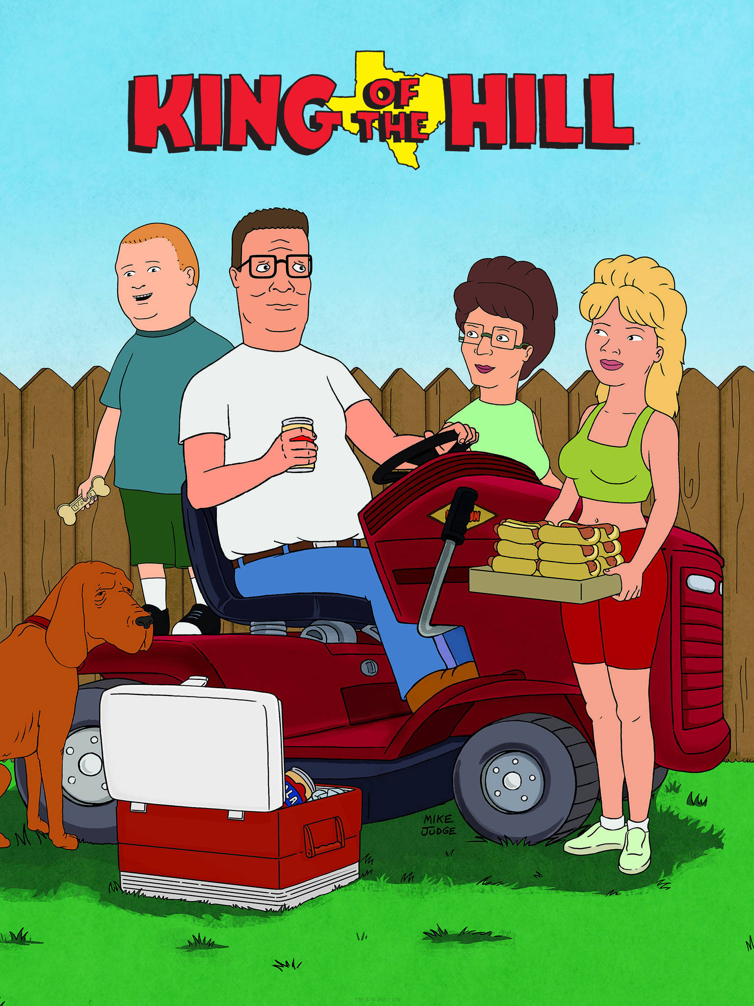King of the hill, backyard, red lawnmower, Full HD Phone Wallpaper
